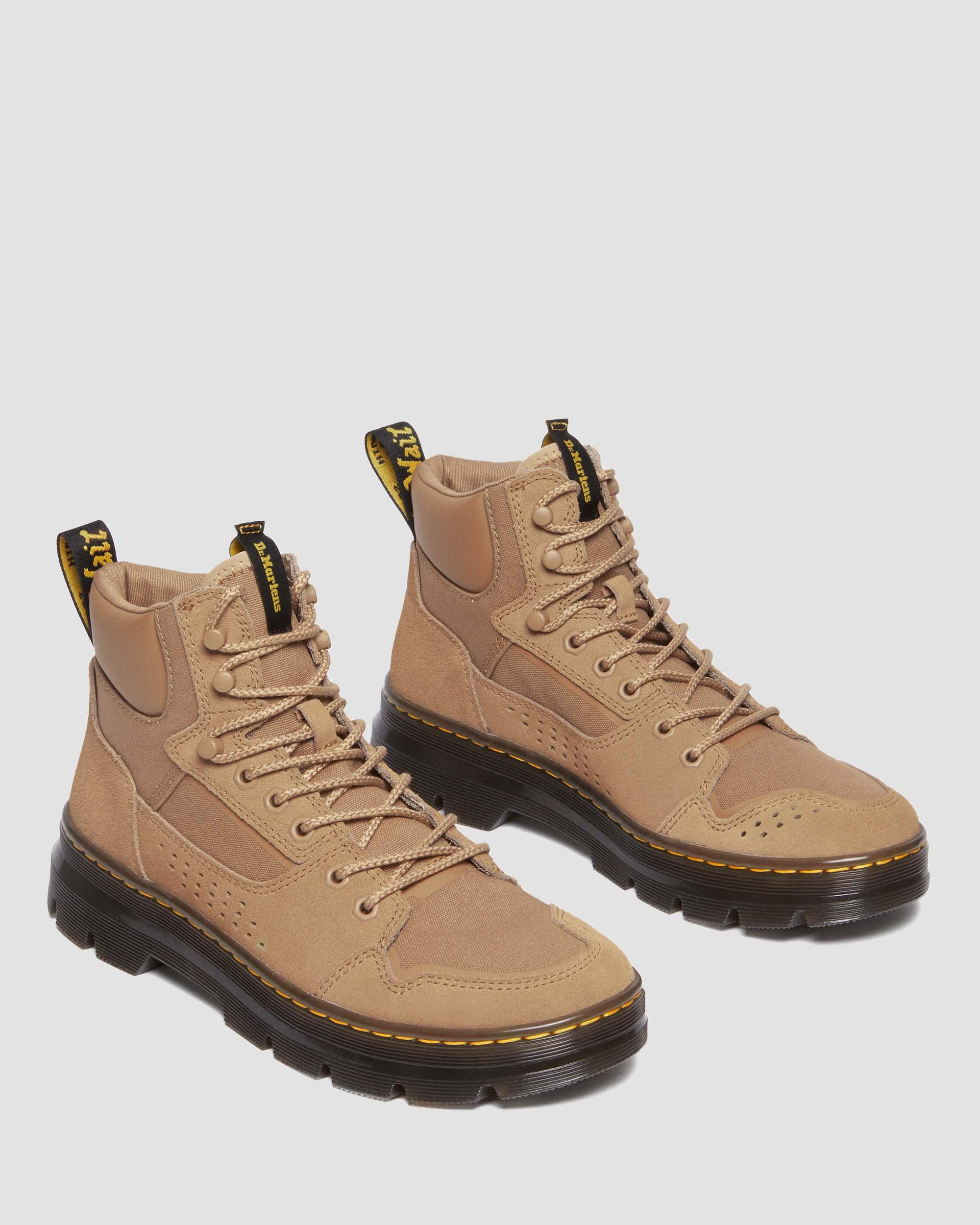 Rilla Canvas & Suede Lace up Utility Boots in Savannah Tan