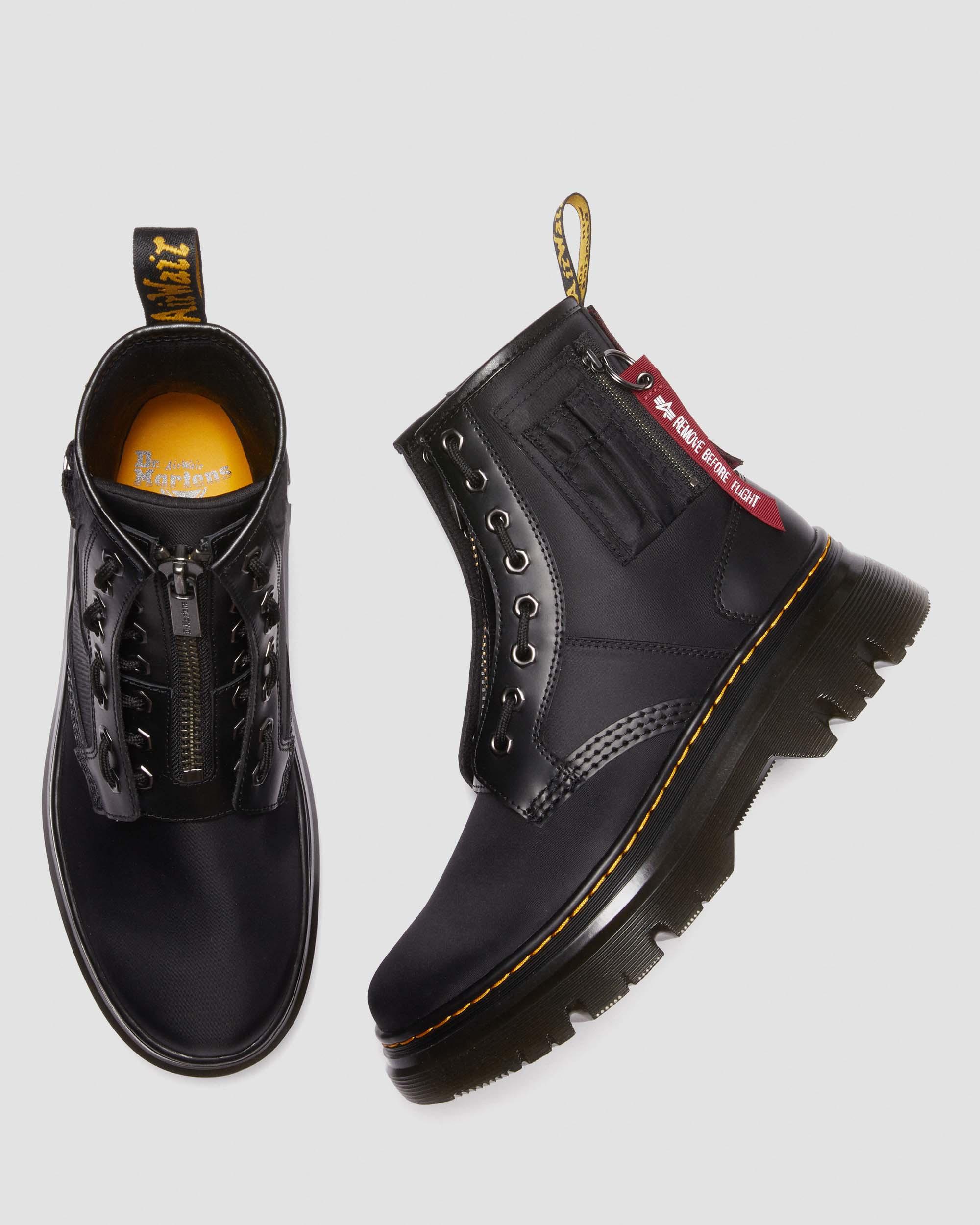 Tarik Alpha Industries Leather & Nylon Utility Boots in BLACK | Dr