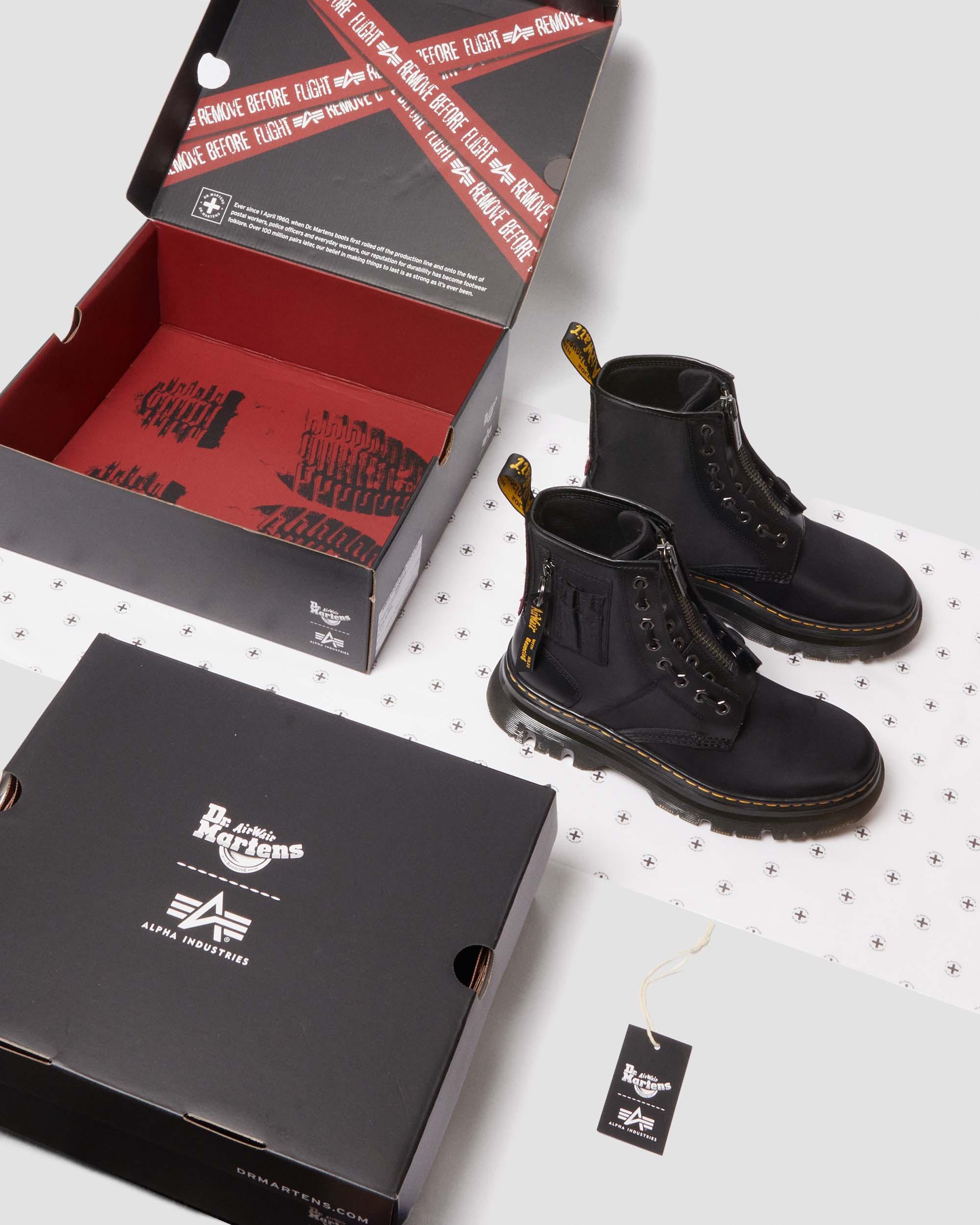 Tarik Alpha Industries Leather & Nylon Utility Boots in BLACK | Dr