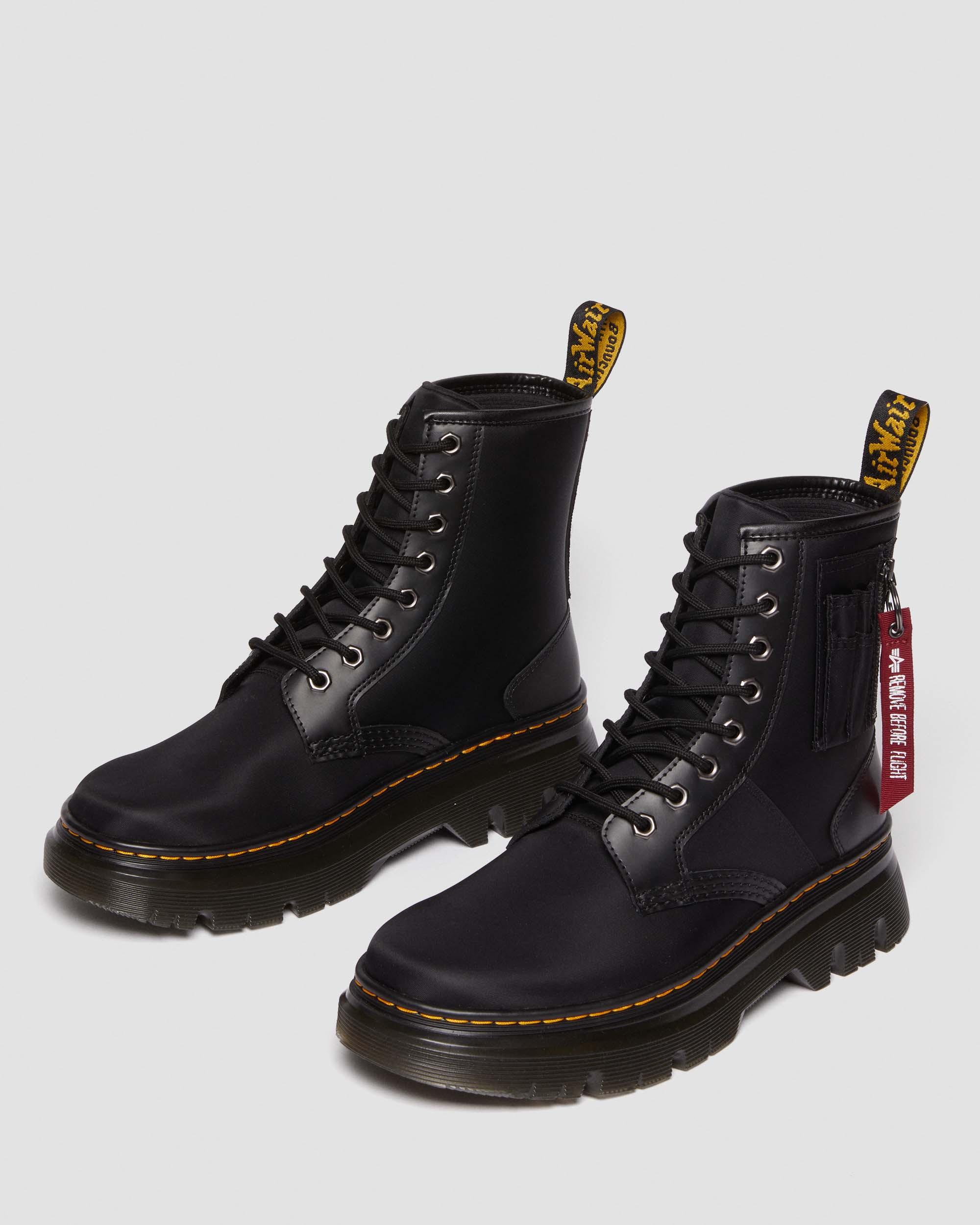 Tarik Alpha Industries Leather & Nylon Utility Boots in BLACK | Dr