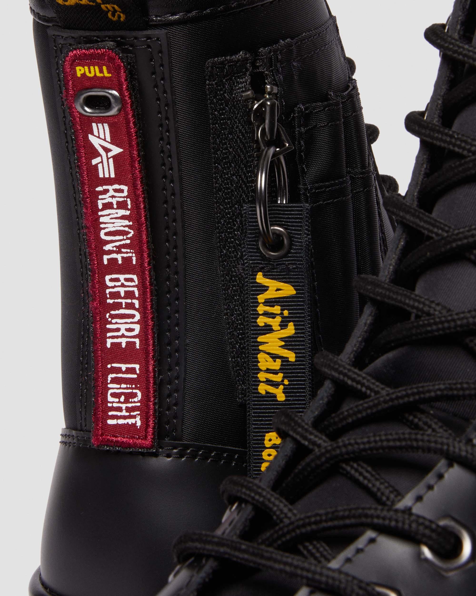 Tarik Alpha Industries Leather & Nylon Utility Boots in BLACK | Dr