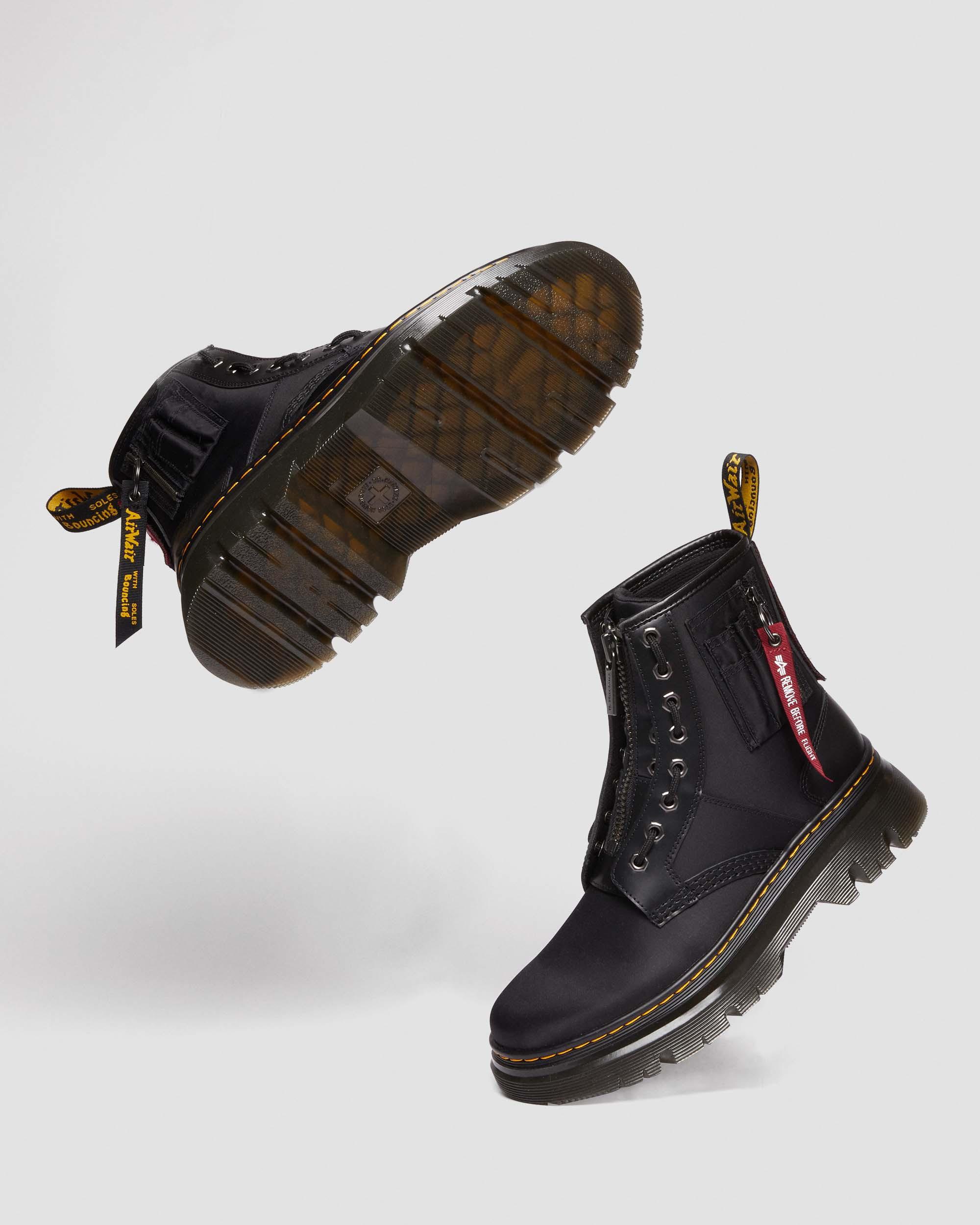 Tarik Alpha Industries Leather & Nylon Utility Boots in BLACK | Dr