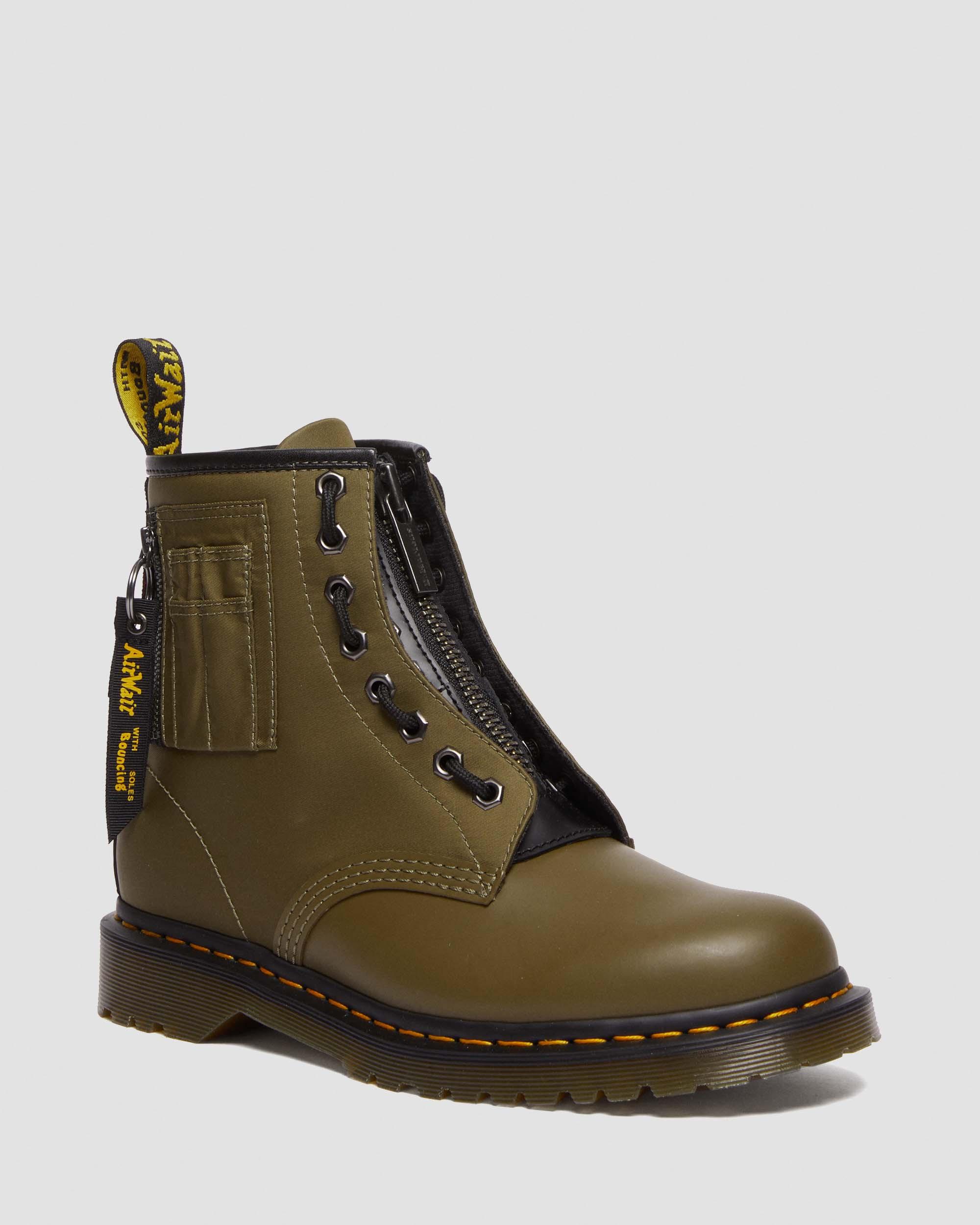 1460 Ben Alpha Industries Nylon & Leather Lace Up Boots in Olive
