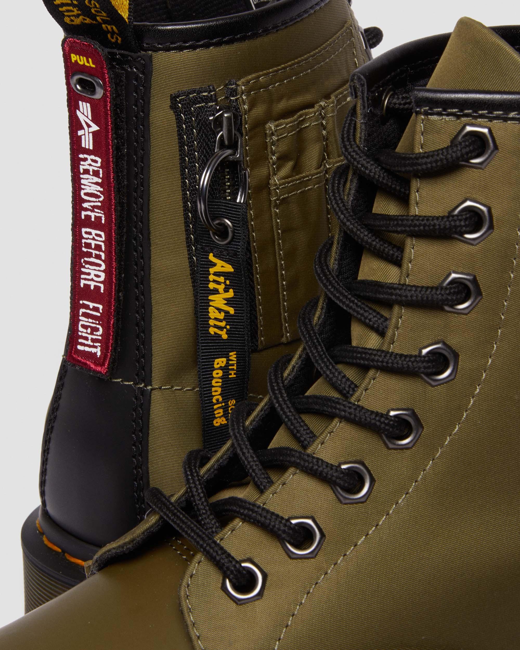 1460 Ben Alpha Industries Nylon & Leather Lace Up Boots in Olive | Dr.  Martens
