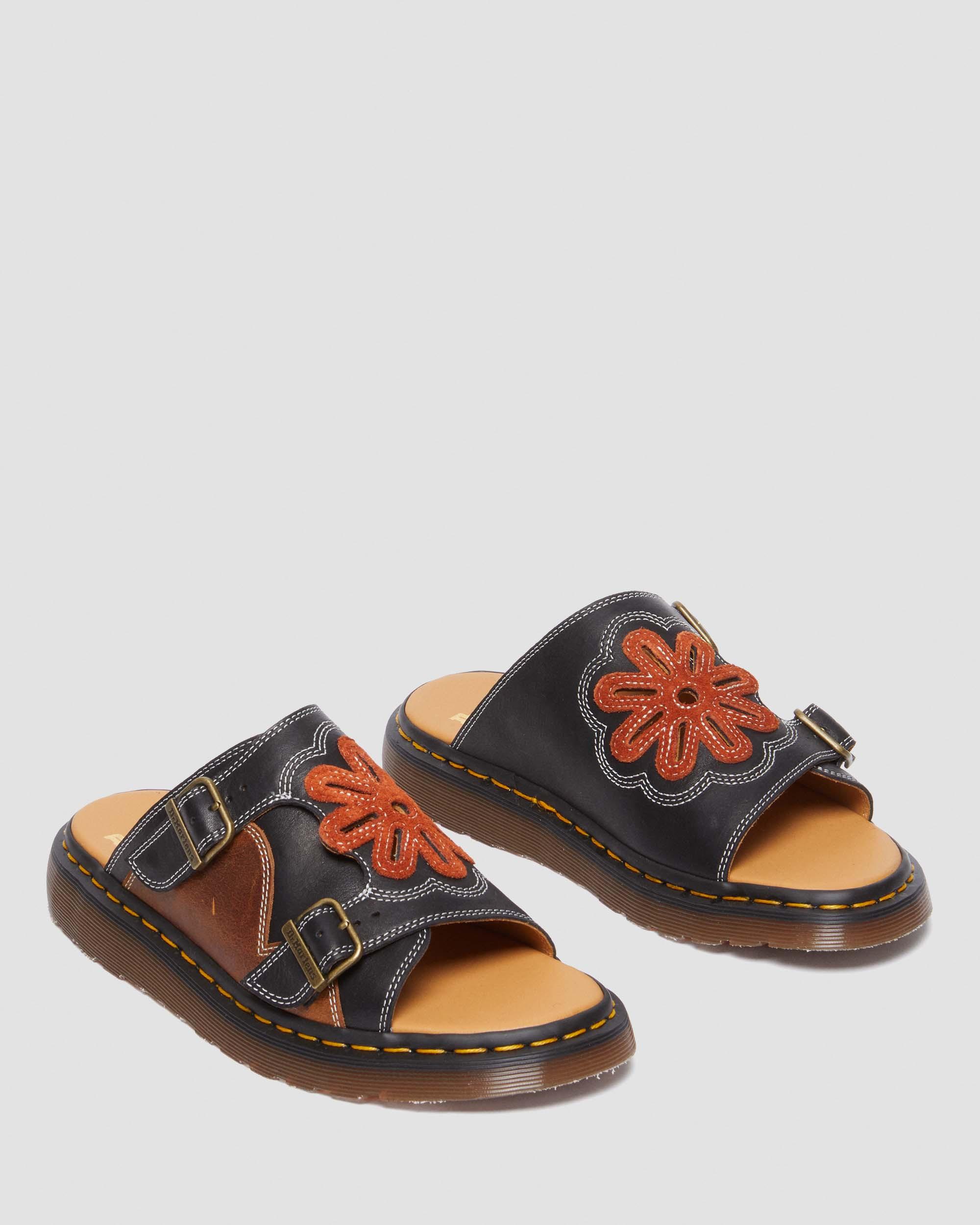 Dayne Made in England Leather & Suede Applique Slide -sandaalit