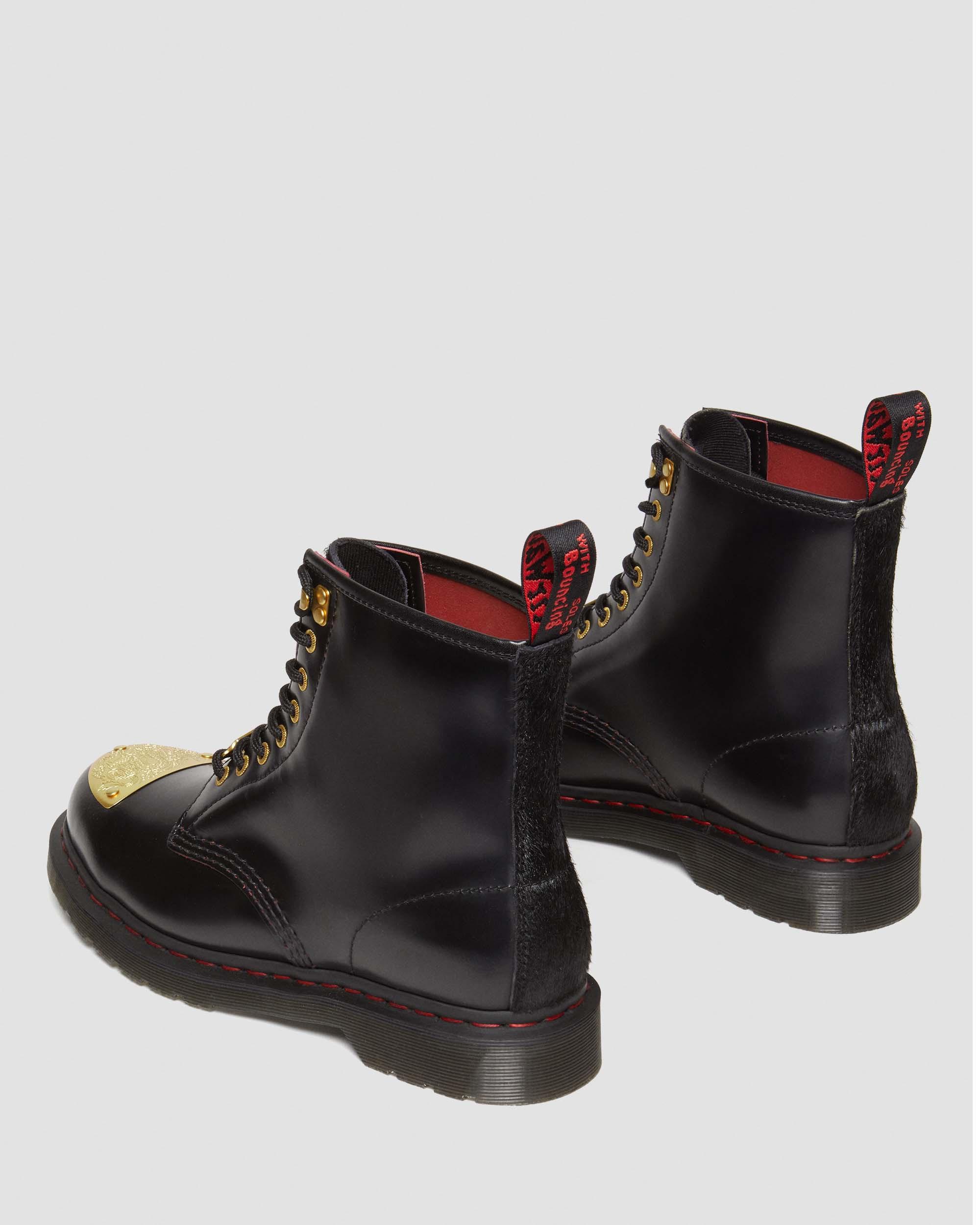 1460 Year of the Dragon Leather Lace Up Boots in BLACK+RED+BLACK
