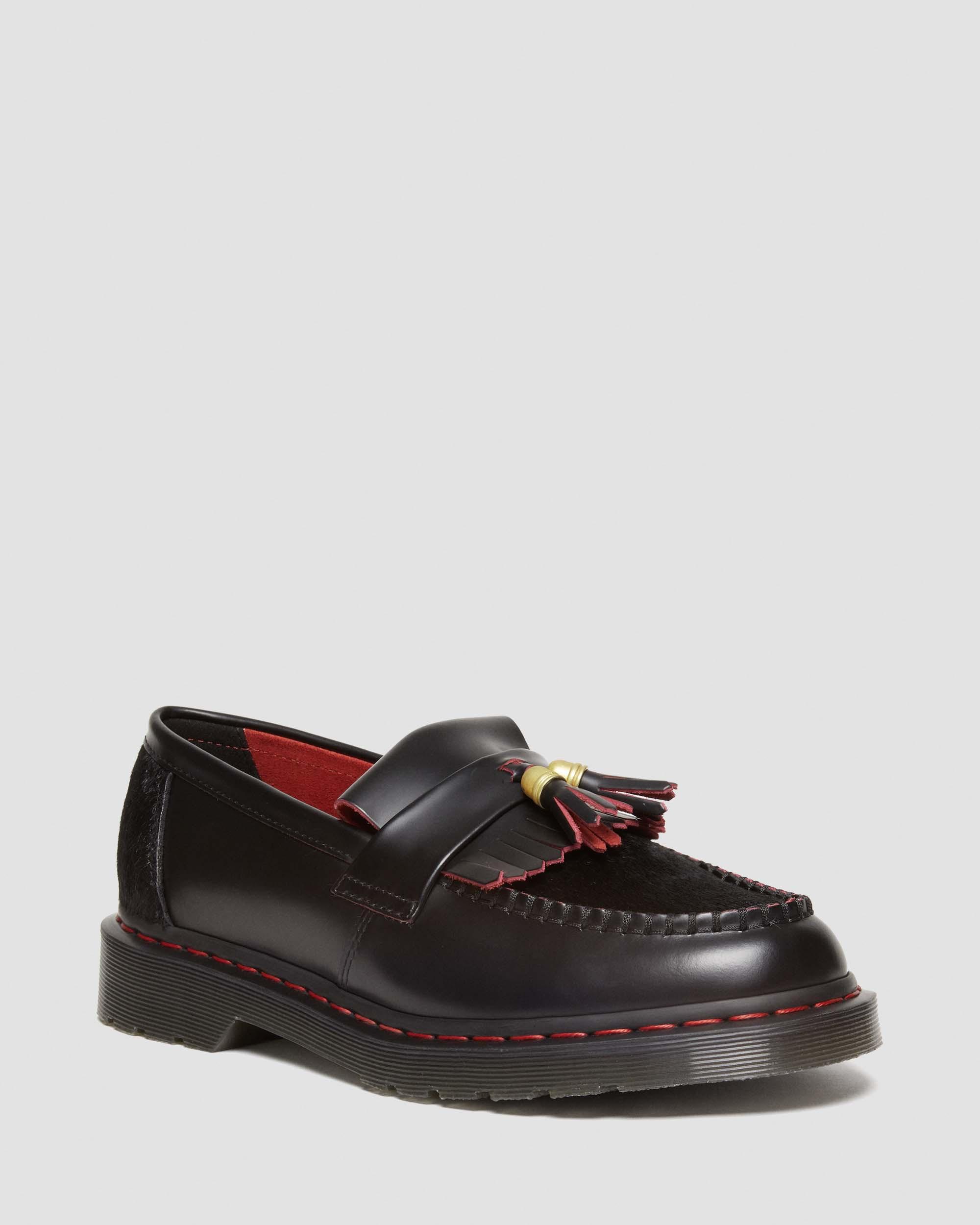 Adrian Year of the Dragon Hair-On Tassel Loafers in Black | Dr. Martens