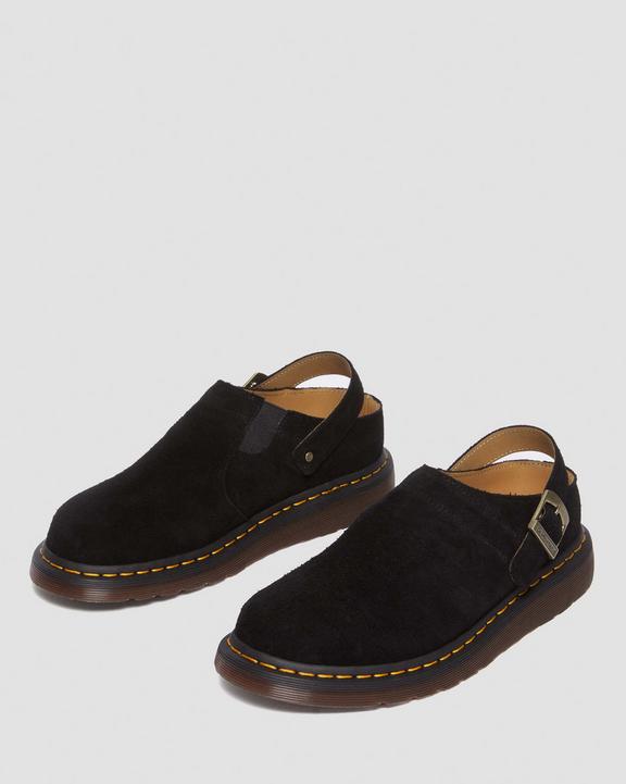 Isham Desert Oasis Suede Mules in Black | Dr. Martens Isham Desert Oasis Suede Mules in Black | Dr. Martens