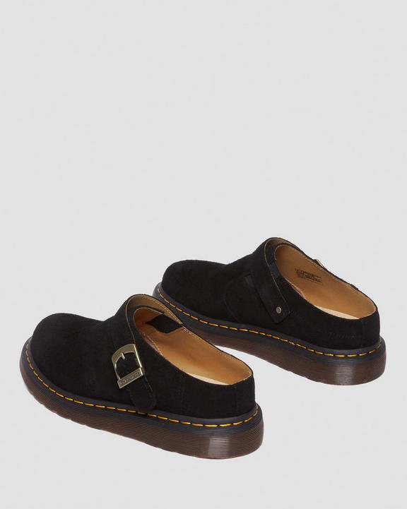 Isham Desert Oasis Suede Mules in Black | Dr. Martens Isham Desert Oasis Suede Mules in Black | Dr. Martens
