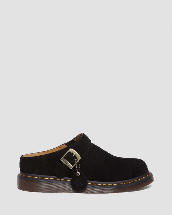 Isham Desert Oasis Suede Mules in Black | Dr. Martens Isham Desert Oasis Suede Mules in Black | Dr. Martens