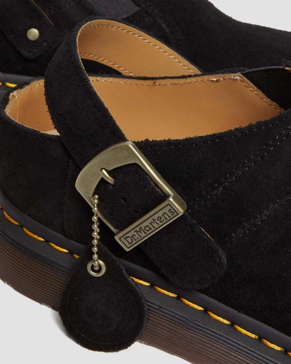 Isham Desert Oasis Suede Mules in Black | Dr. Martens Isham Desert Oasis Suede Mules in Black | Dr. Martens