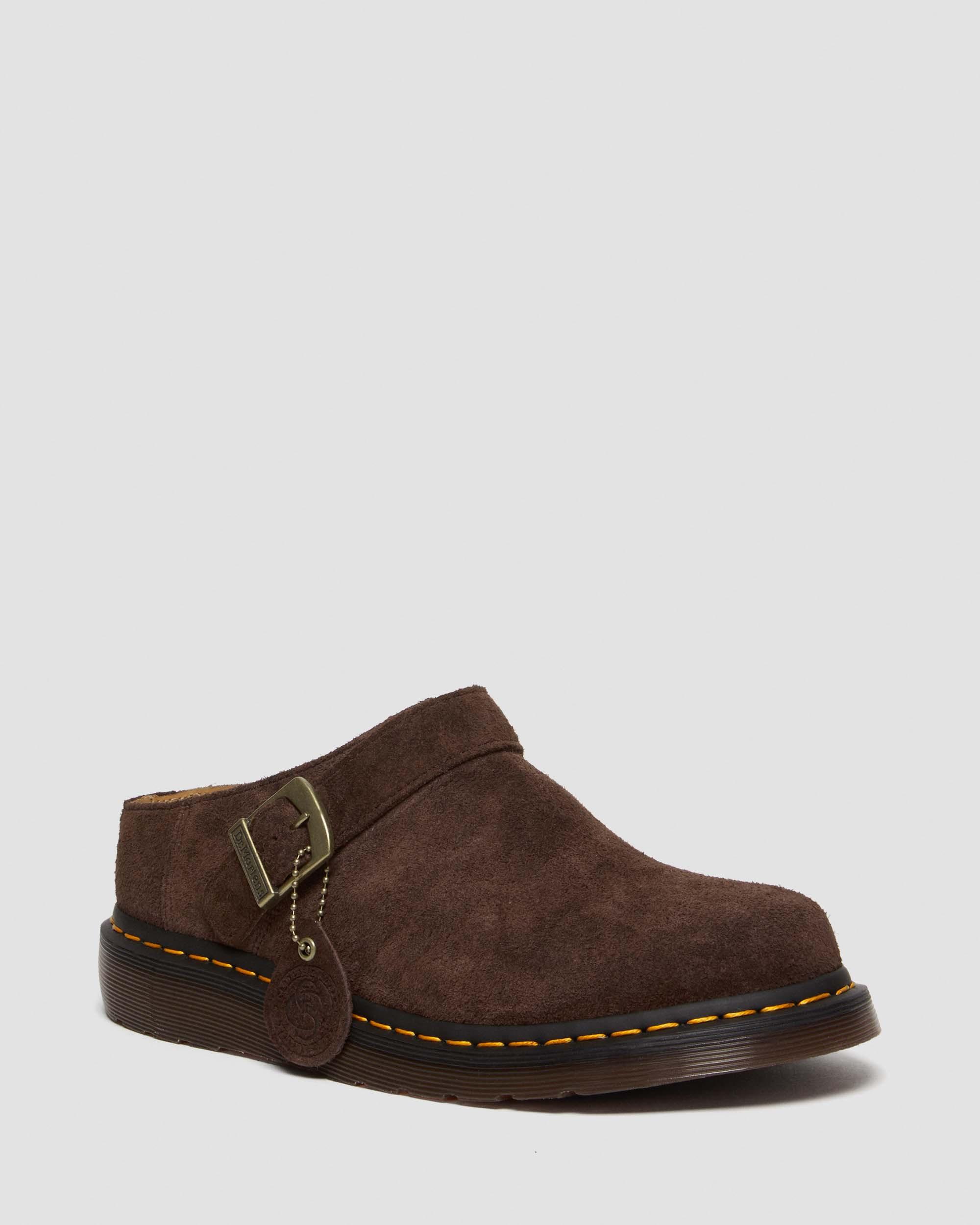 Isham Desert Oasis Suede Mules in DARK BROWN | Dr. Martens™