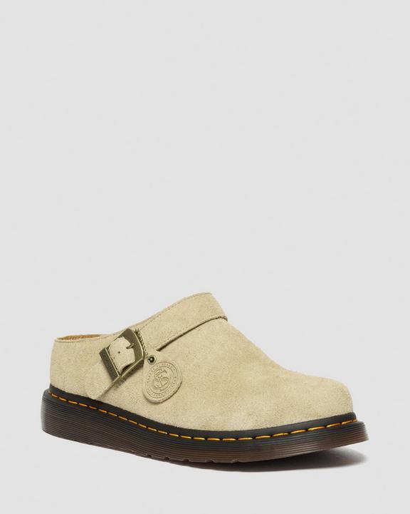 Isham Desert Oasis Suede Mules in Parchment Beige | Dr. Martens Isham Desert Oasis Suede Mules in Parchment Beige | Dr. Martens