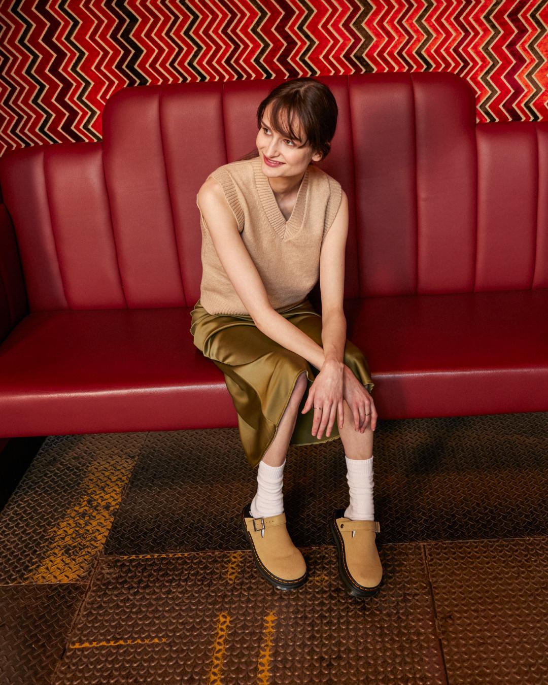 Zebzag Suede Casual Slingback Platform Mules in Savannah Tan | Dr