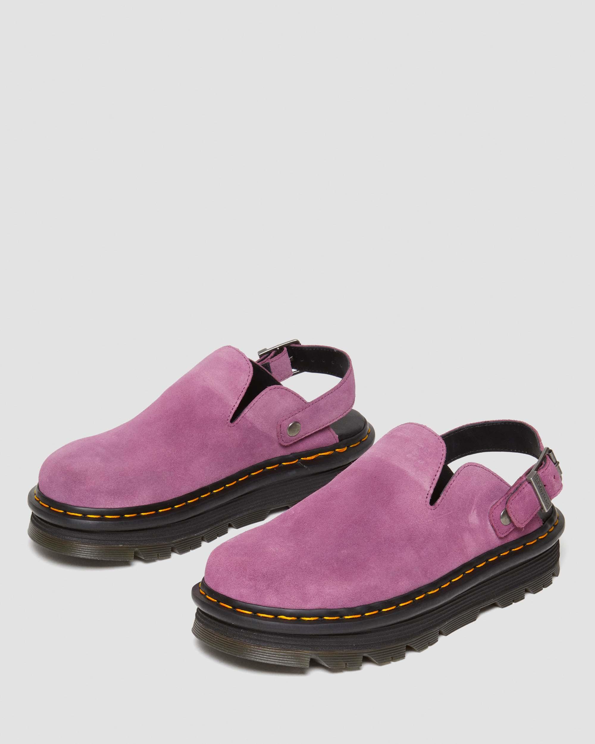 Zebzag Suede Casual Slingback Platform Mules in Muted Purple