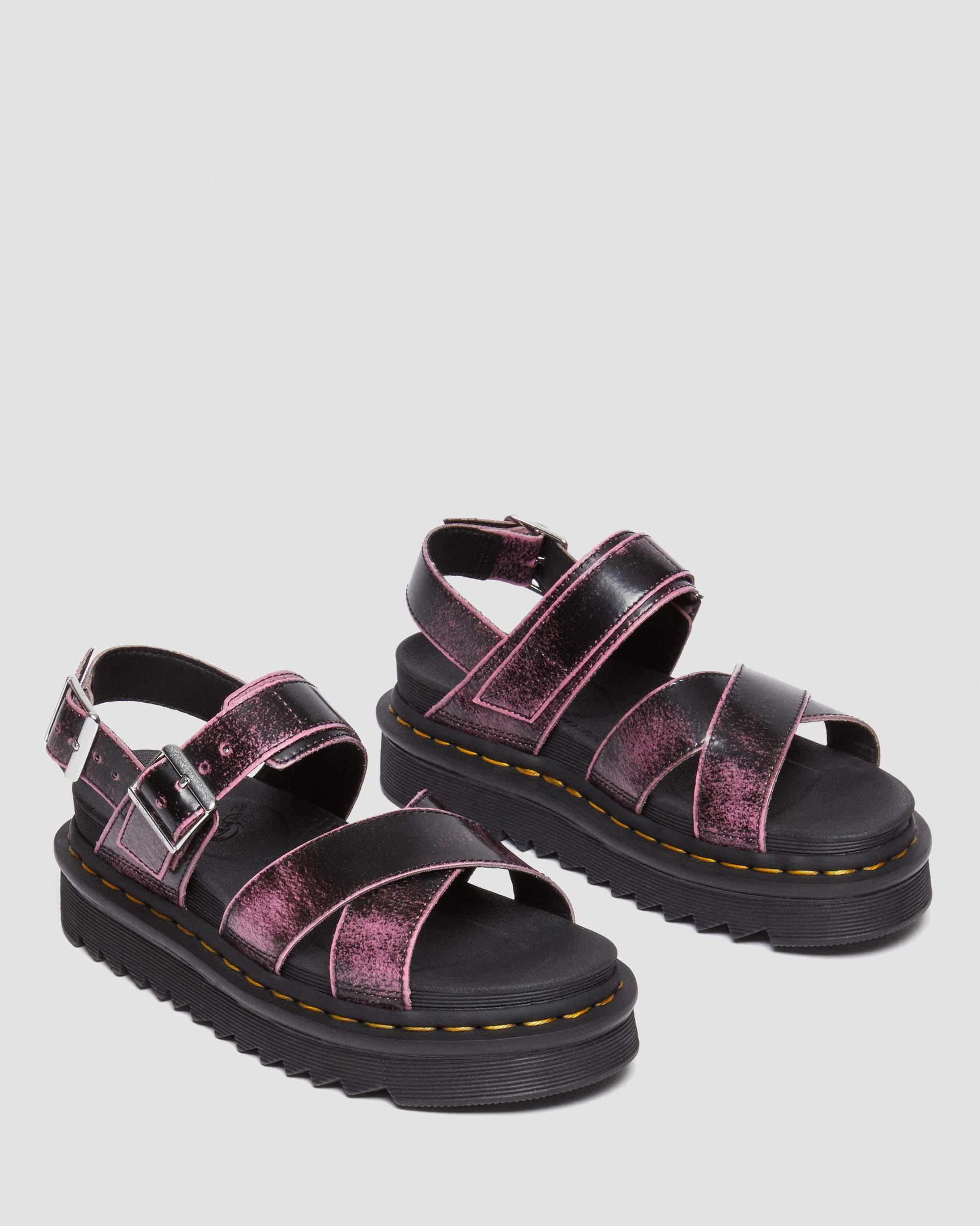 Voss II Distressed Leder Plateausandalen
