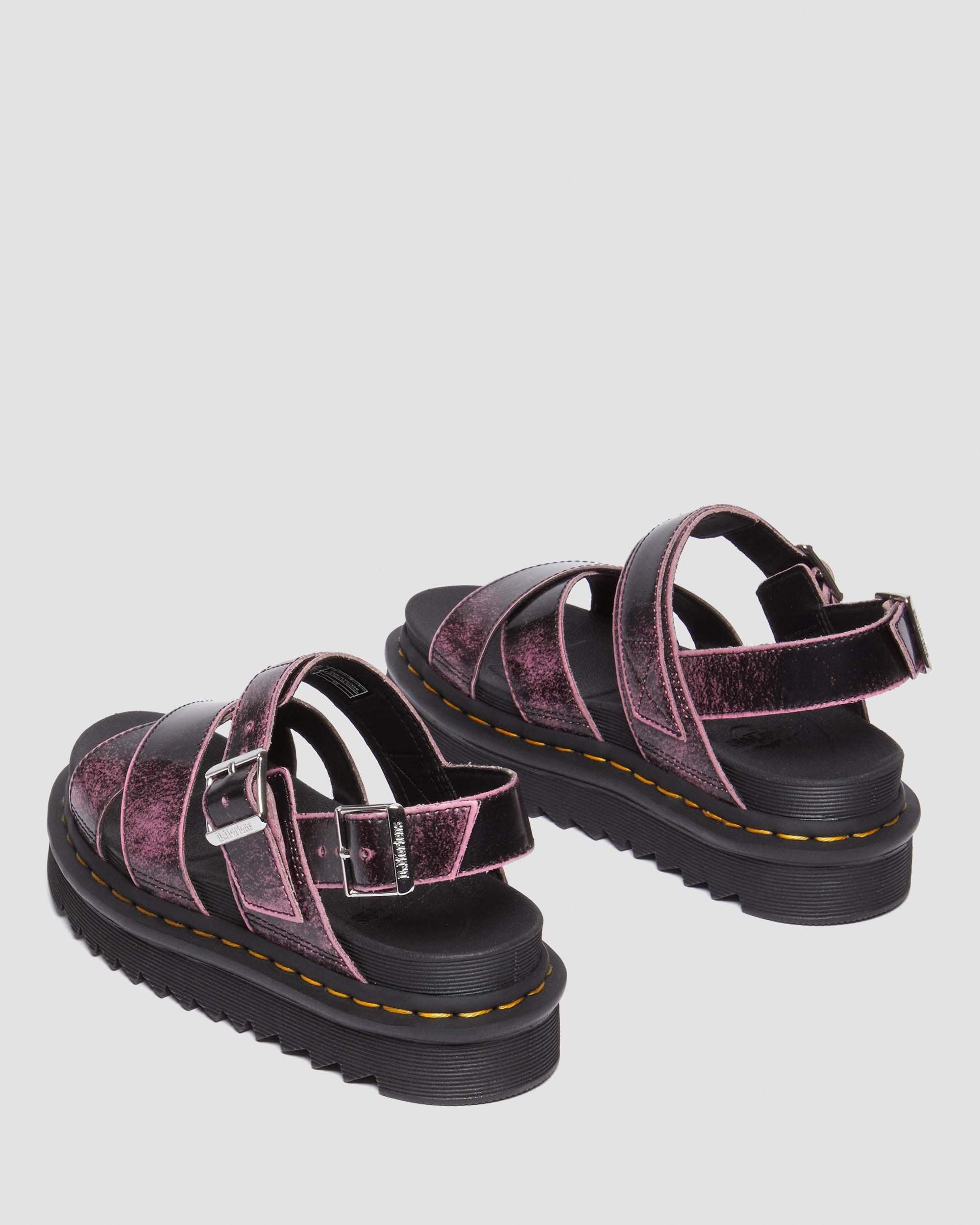 Voss II Distressed Leder Plateausandalen