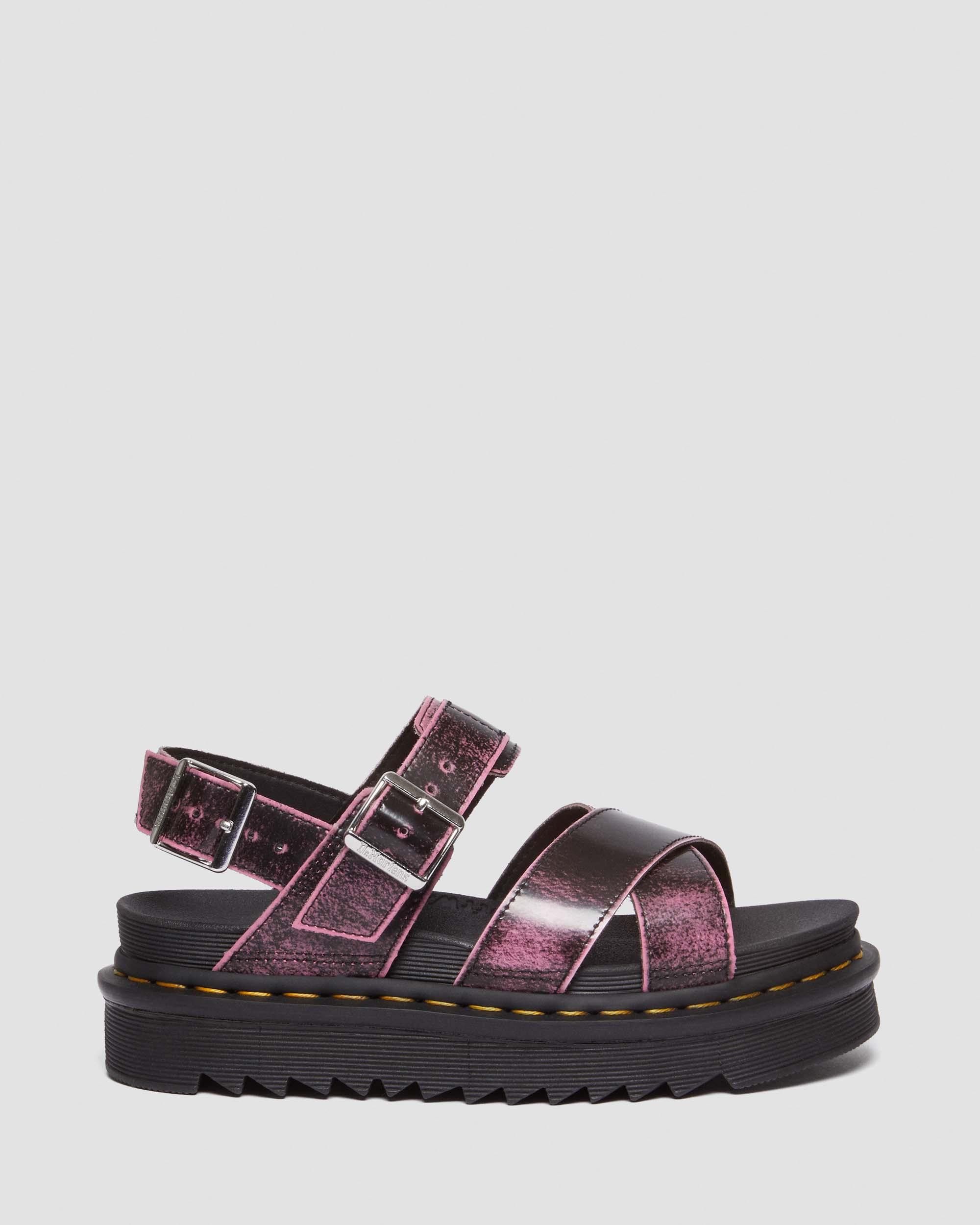 Voss II Distressed Leder Plateausandalen