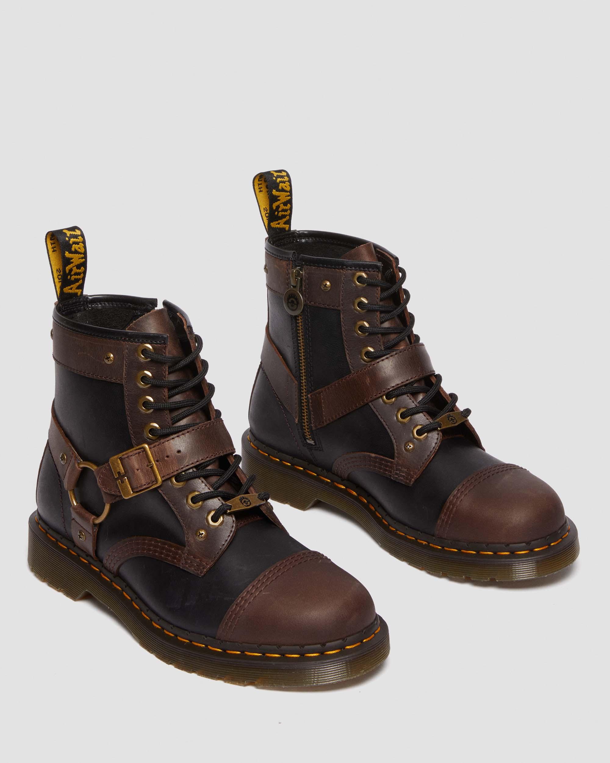 1460 Mad Max Leather Boots in Black+Brown