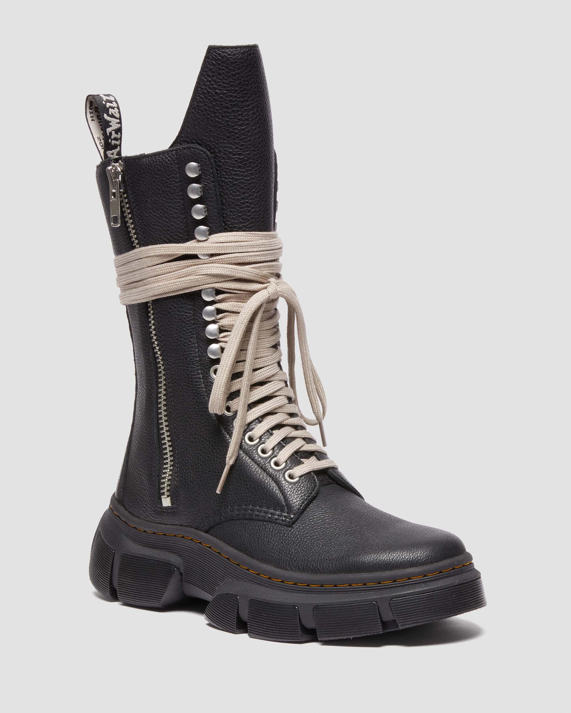 1918 Rick Owens DMXL Tall Leather Lace Up Boots in Black