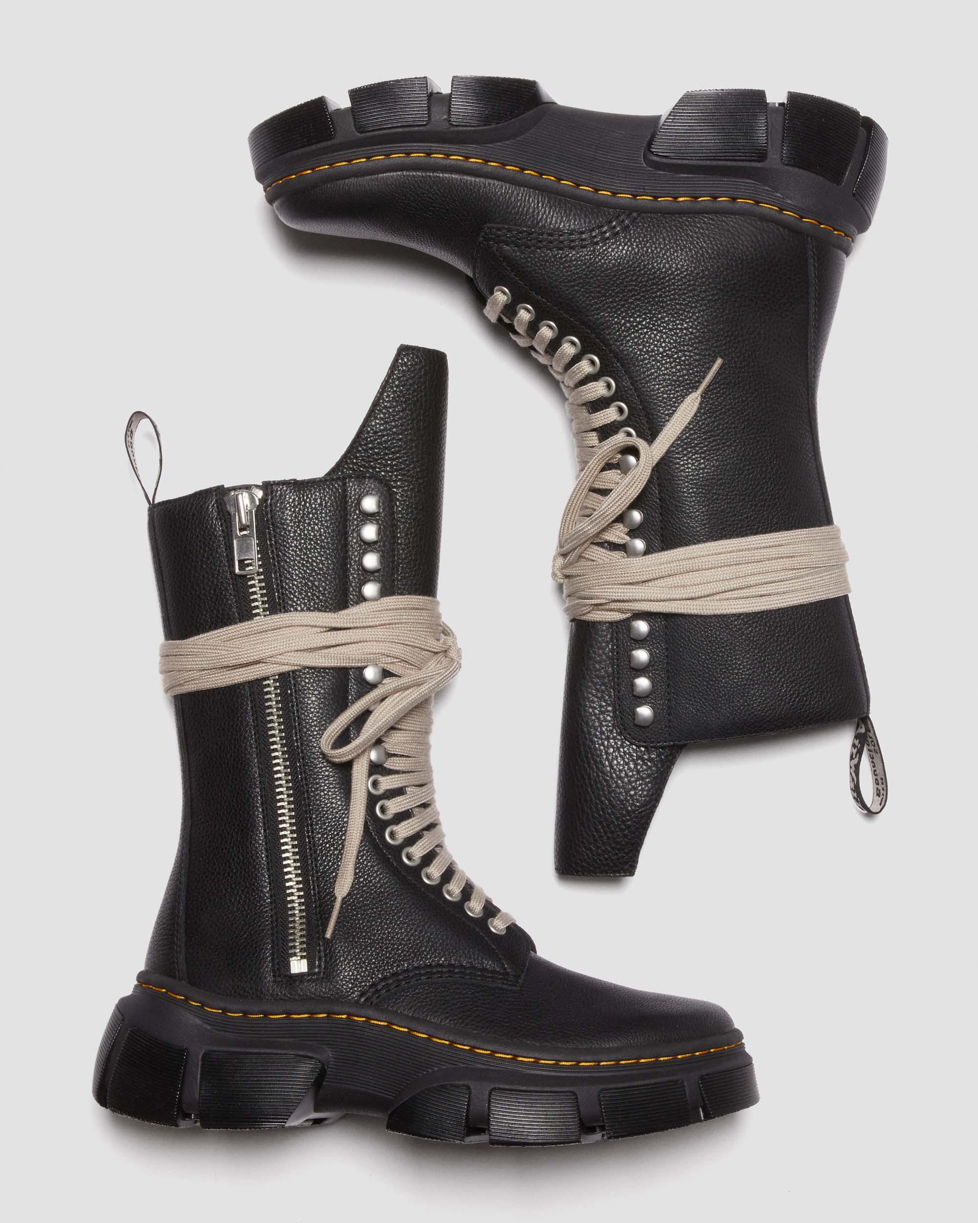 1918 Rick Owens DMXL Tall Leather Lace Up Boots in Black | Dr. Martens