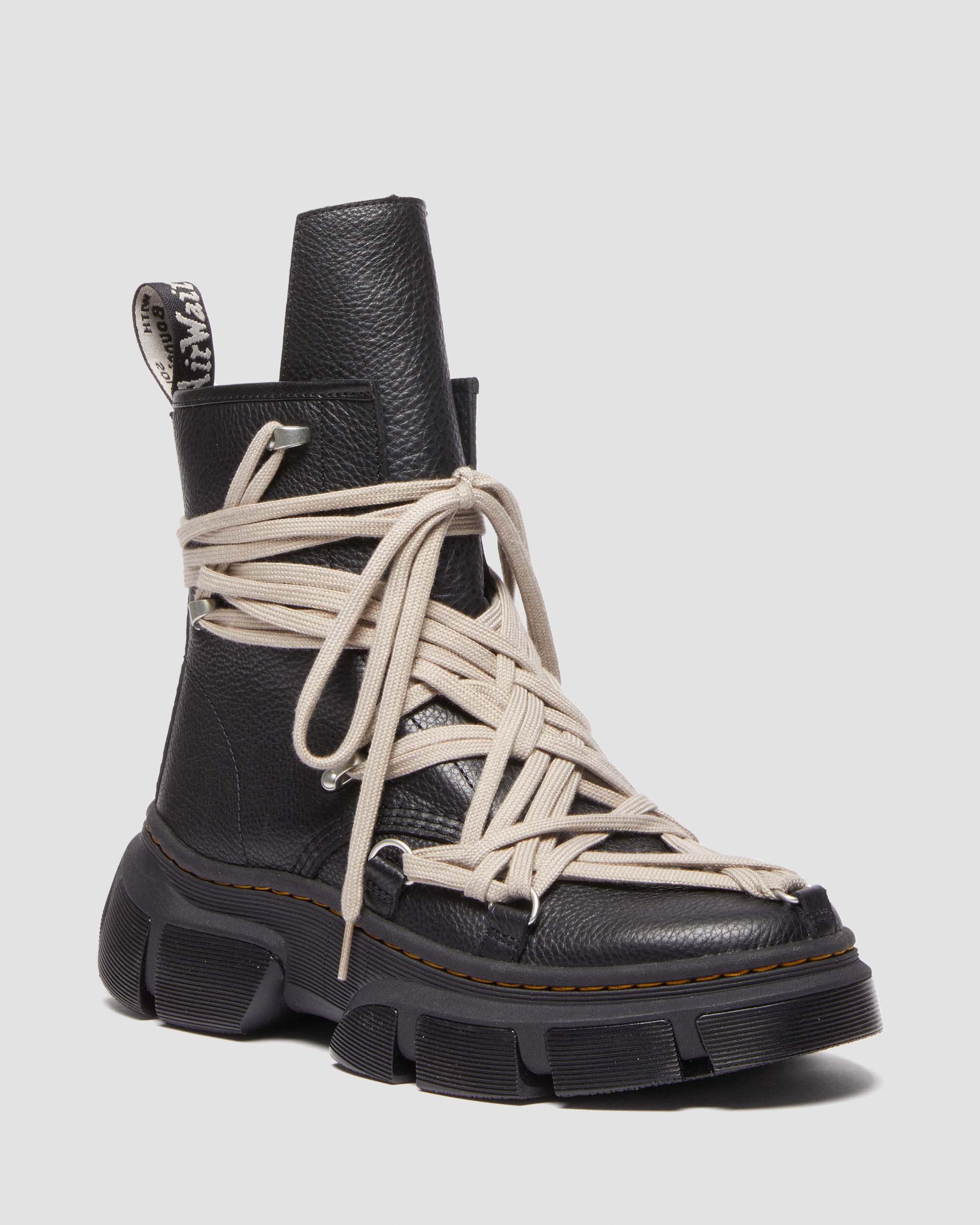 1460 Rick Owens DMXL Megalace Leather Lace Up Boots in Black | Dr. Martens
