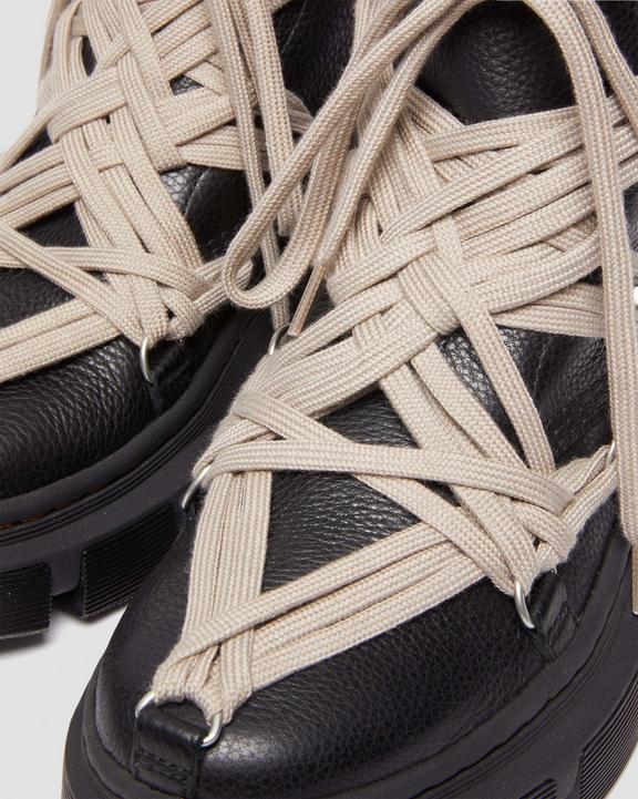 1460 Rick Owens DMXL Megalace Leather Lace Up Boots in Black 1460 Rick Owens DMXL Megalace Leather Lace Up Boots in Black