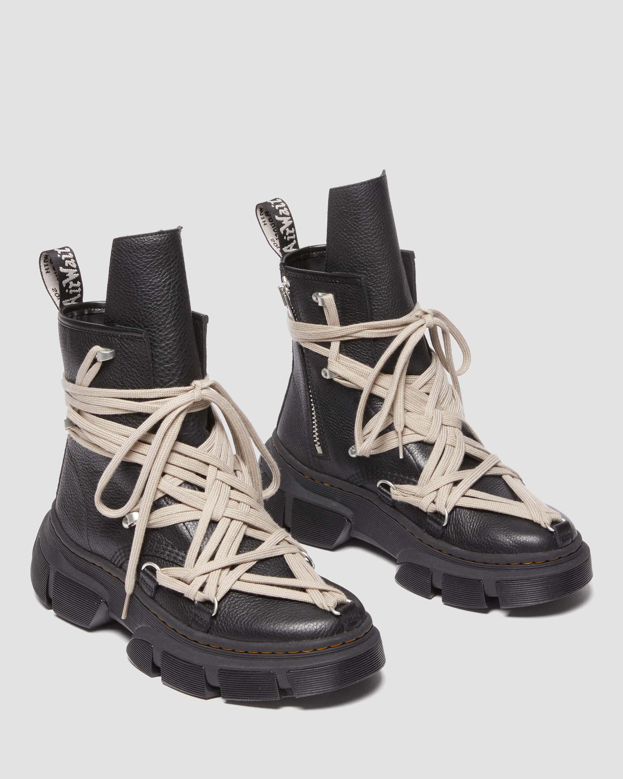 1460 Rick Owens DMXL Megalace Leather Lace Up Boots in BLACK | Dr
