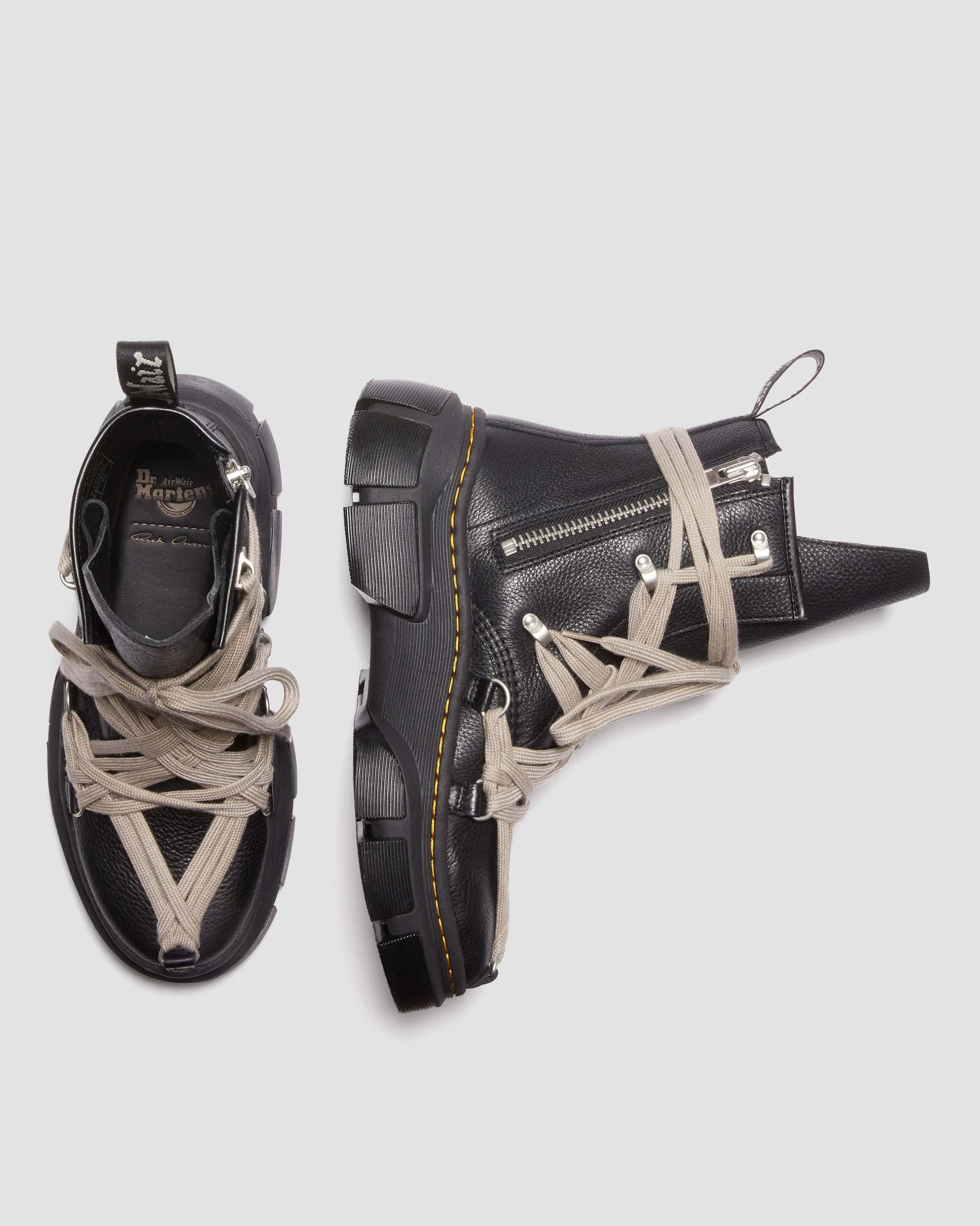 1460 Rick Owens Leather DMXL Platform Megalace Up Boots in Black