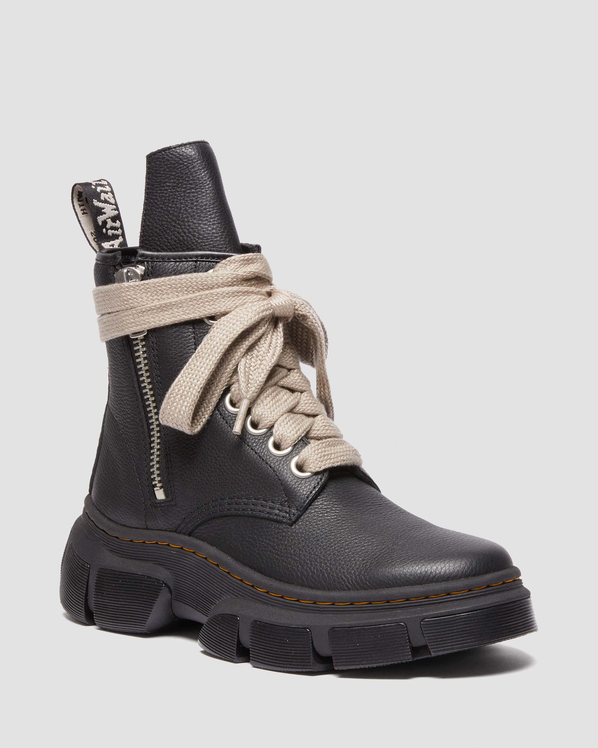 1460 Rick Owens DMXL Leather Lace Up Boots in Black