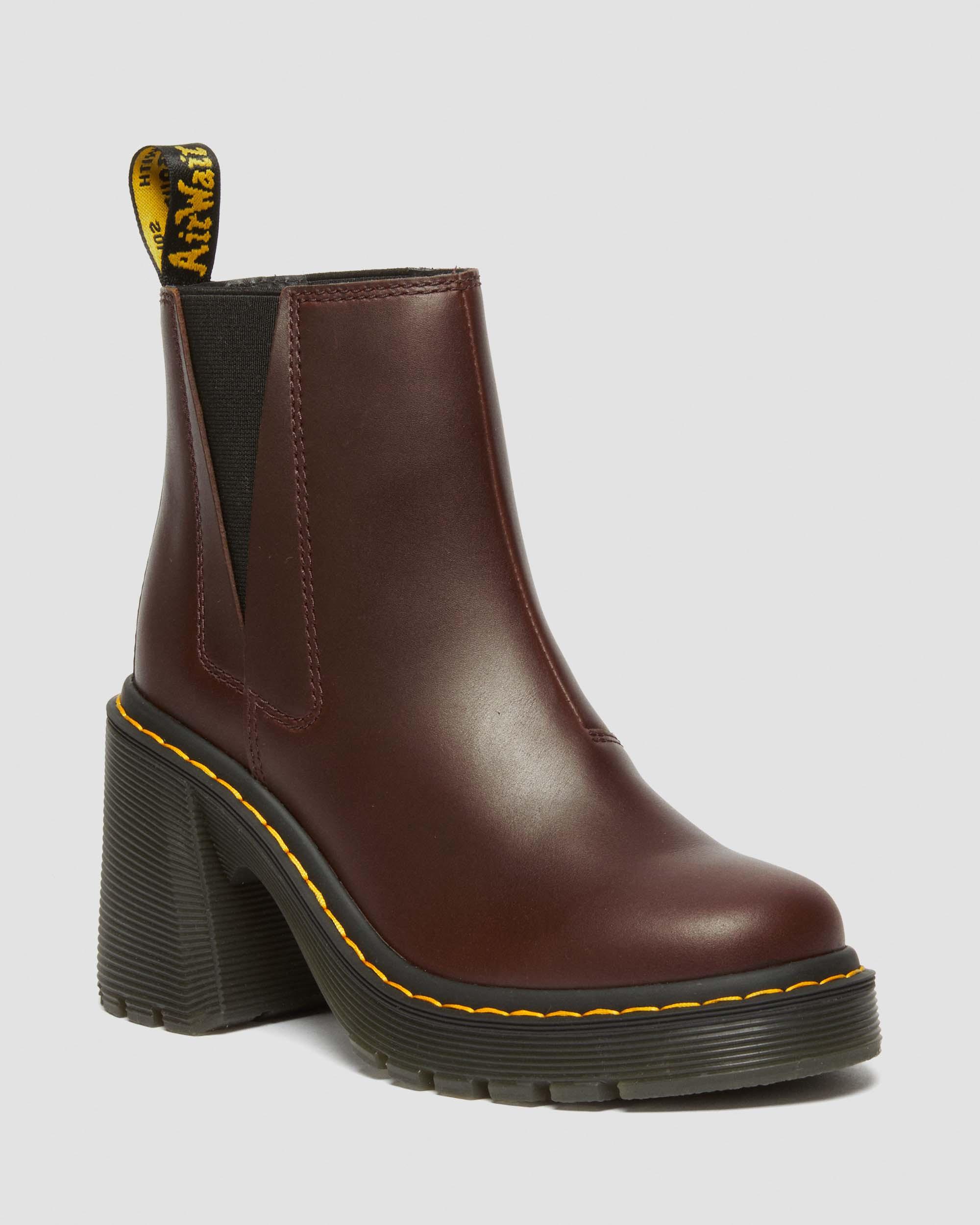 Spence Leather Flared Heel Chelsea Boots in Dark Brown