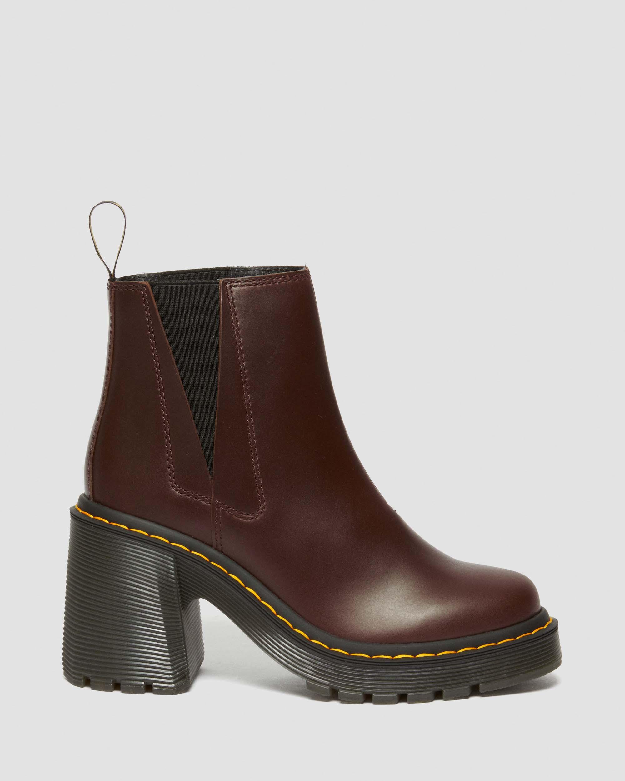Spence Leather Flared Heel Chelsea Boots in Dark Brown