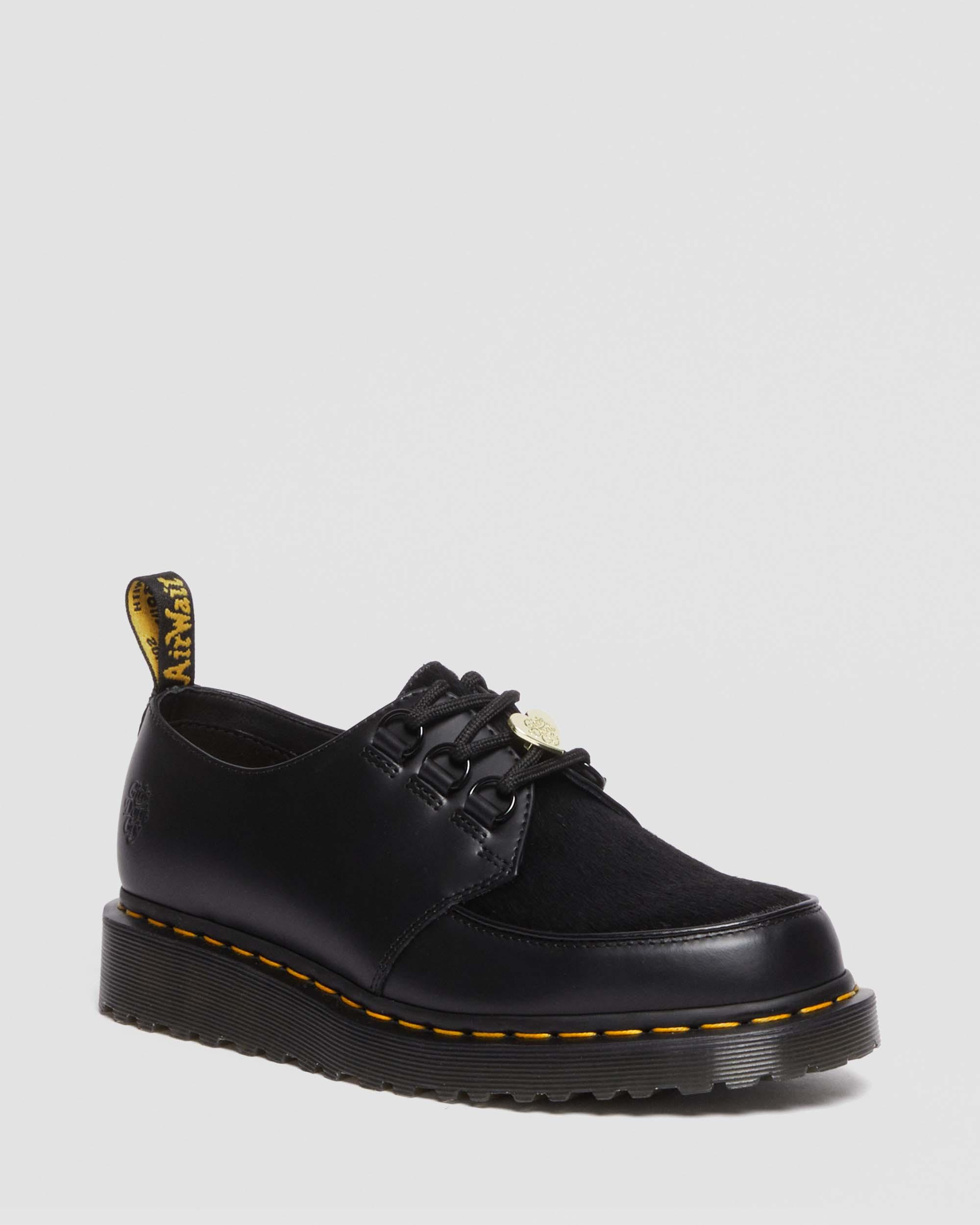 Ramsey Girls Don't Cry Hair-on Leather Creeper Shoes in Black