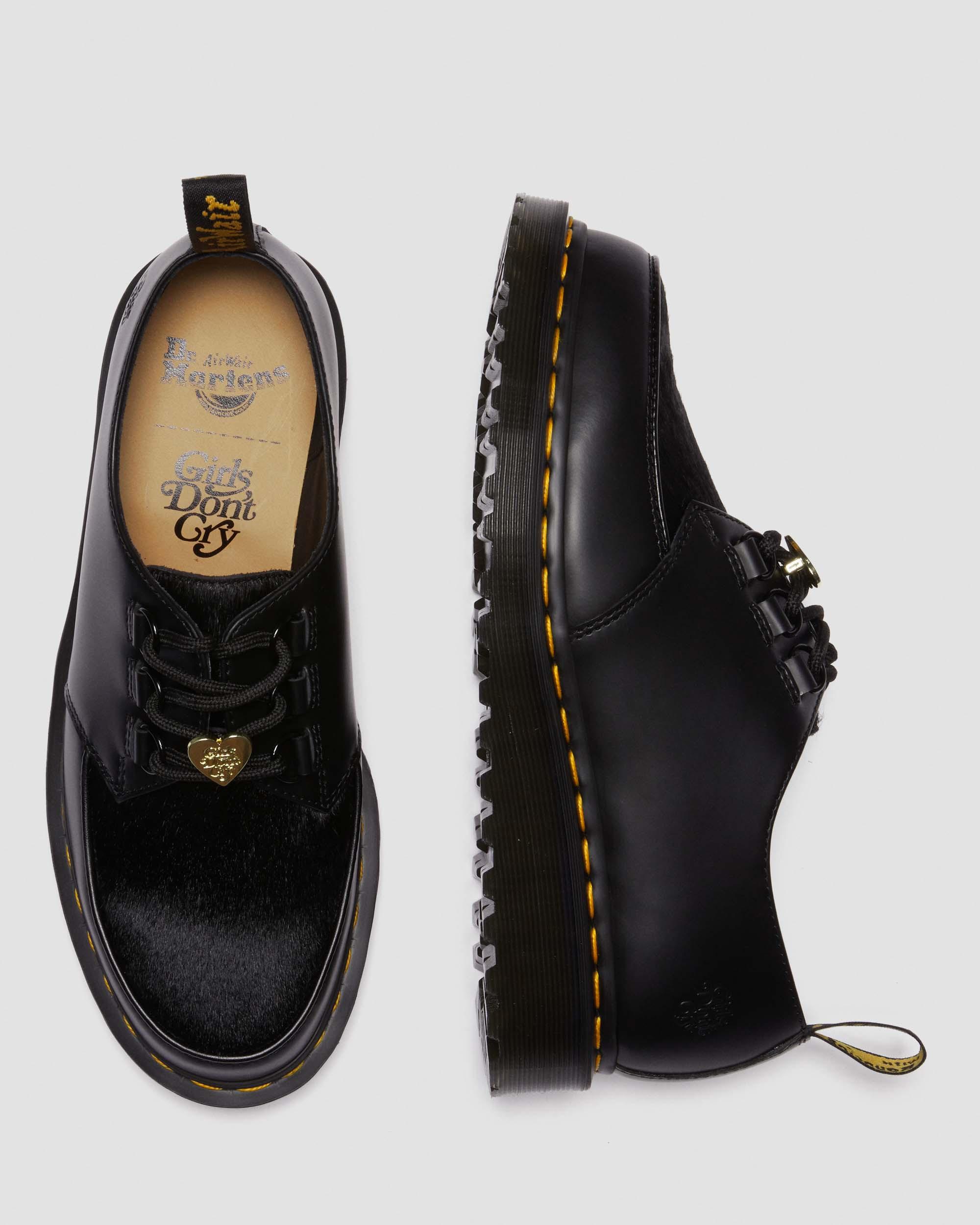 Ramsey Girls Don't Cry Hair-on Leather Creeper Shoes, Black | Dr. Martens