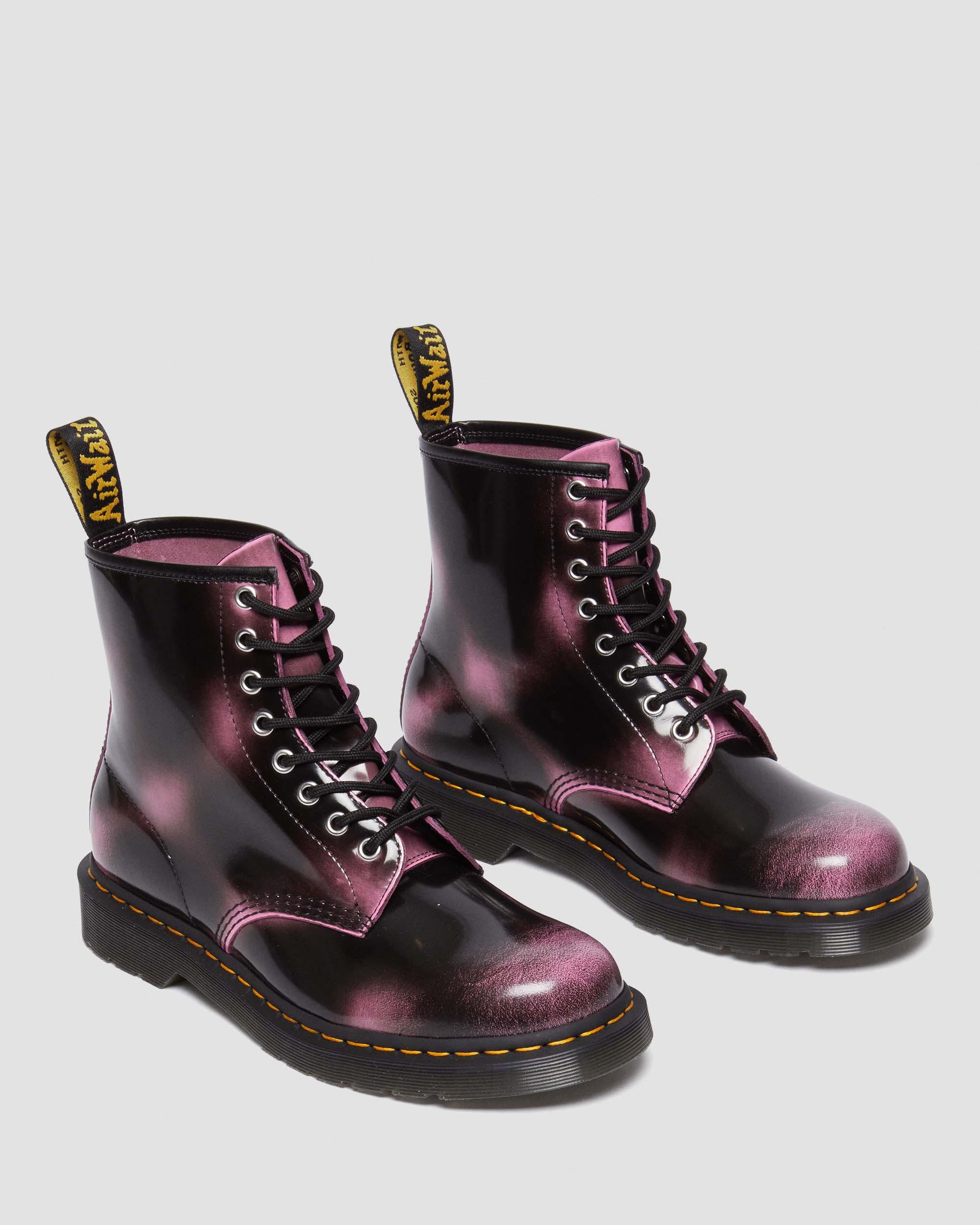 1460 Distressed Arcadia Rub Off Leather Lace Up Boots in Pink