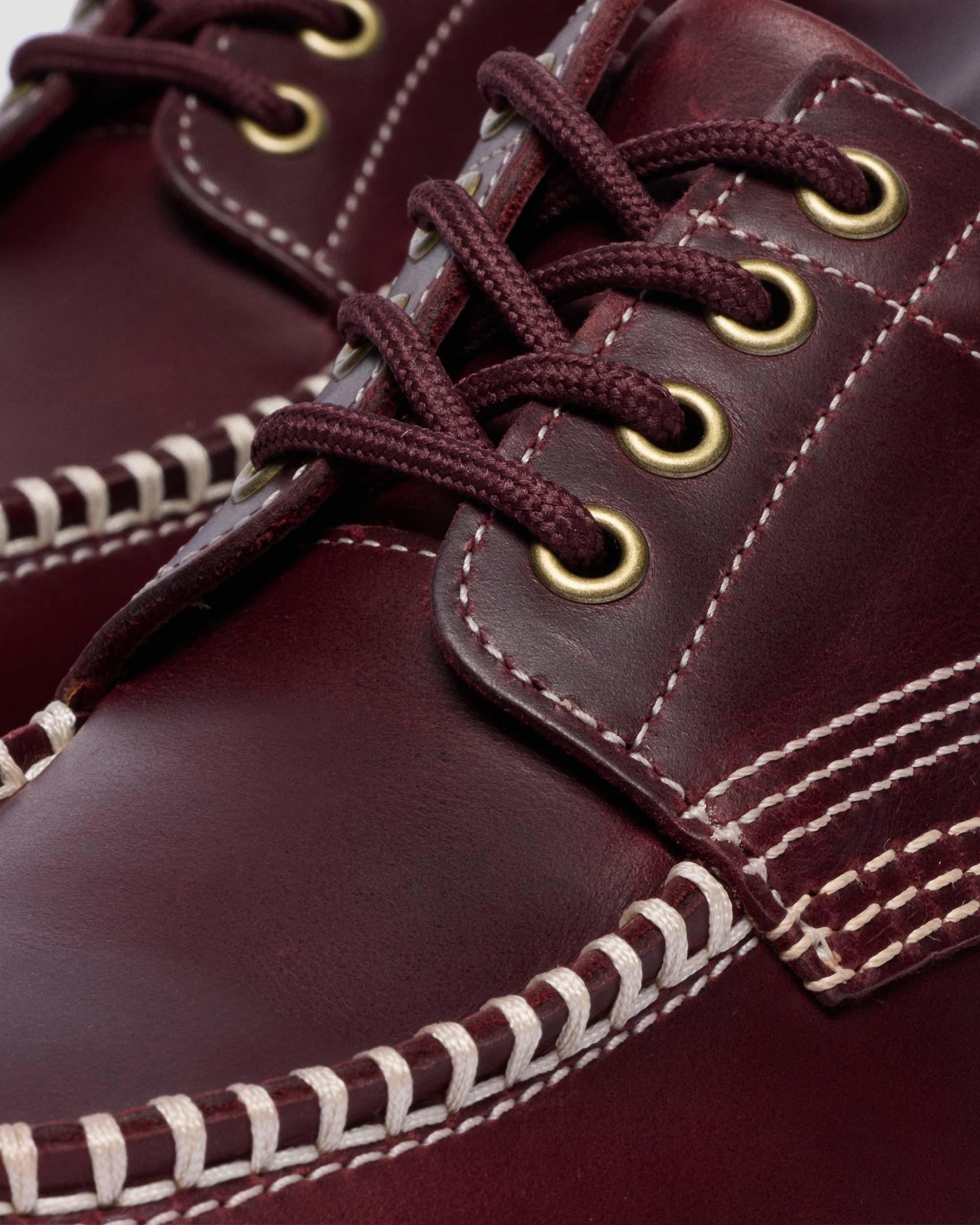 Lowell Leren Moc Toe Schoenen in Cherry Red