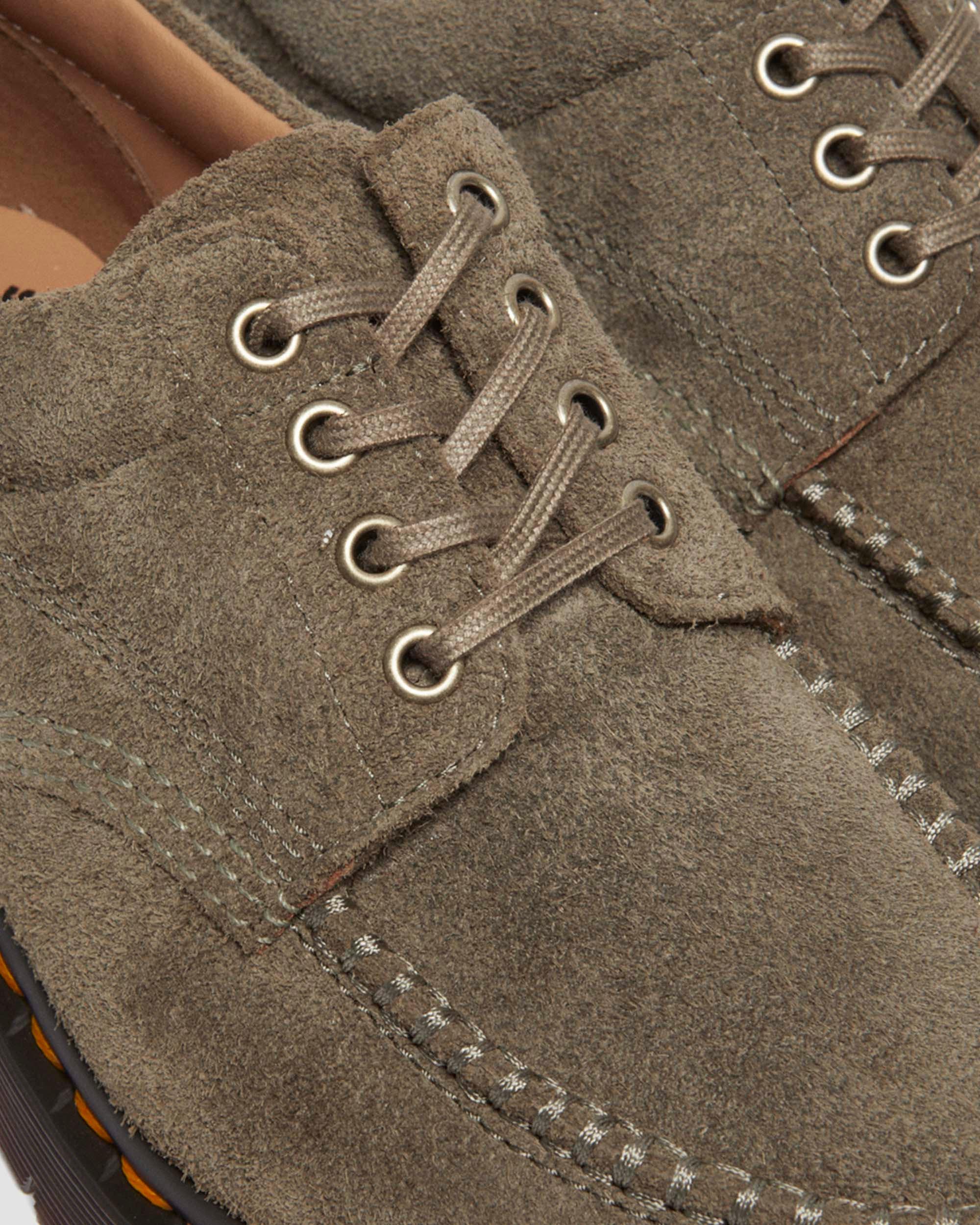 Lowell Suede Moc Toe Shoes in DMS OLIVE+DARK BROWN | Dr. Martens™