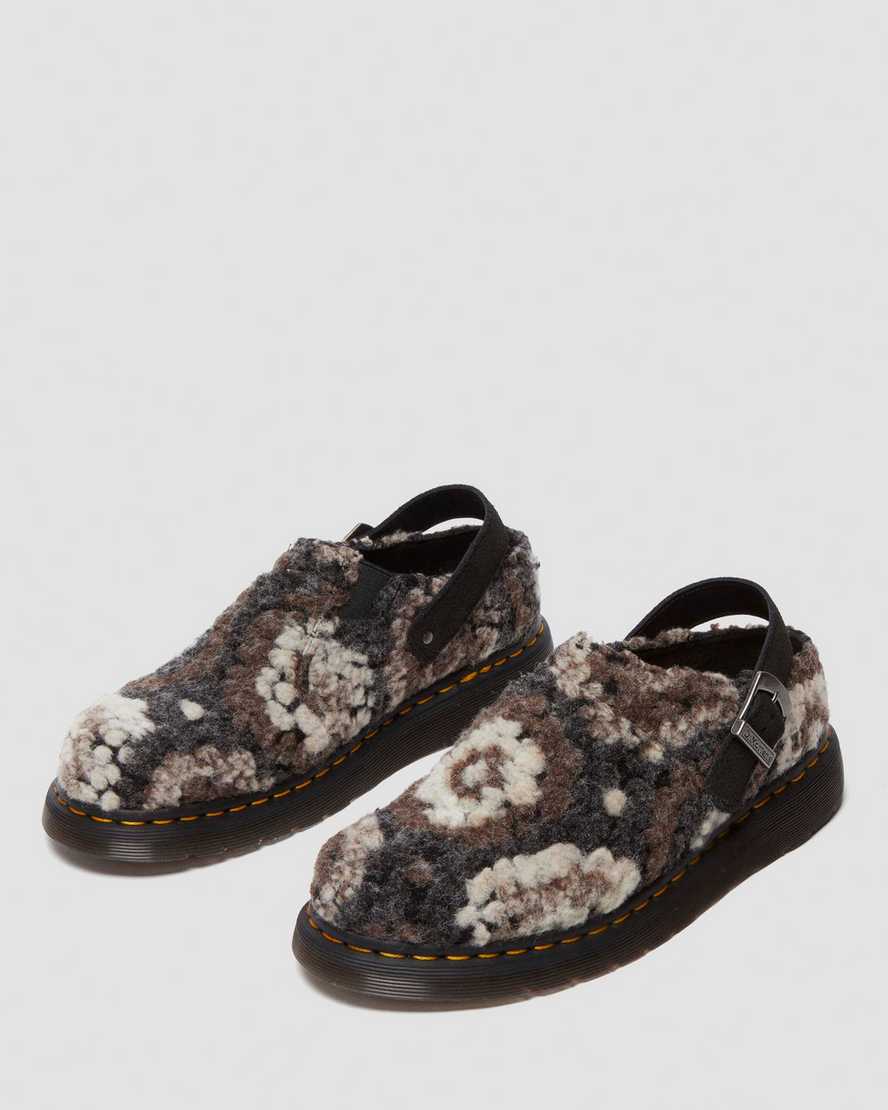 Dr. Martens' Isham Crochet Wool Suede Mules In Black