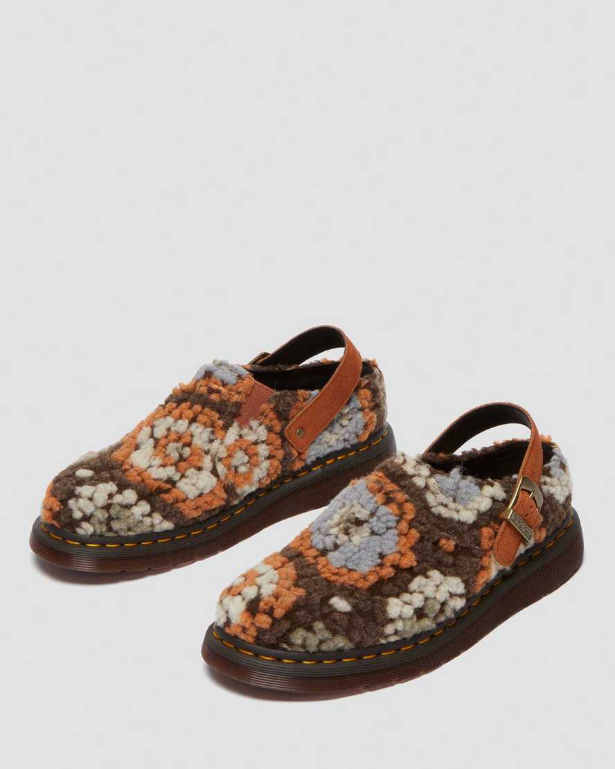Dr. Martens' Isham Crochet Wool Suede Mules In Tan