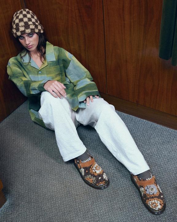 Isham Crochet Wool Suede Mules in Tan | Dr. Martens Isham Crochet Wool Suede Mules in Tan | Dr. Martens