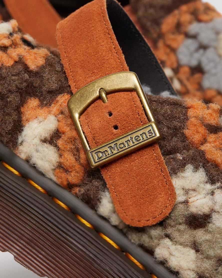 Dr. Martens' Isham Crochet Wool Suede Mules In Tan