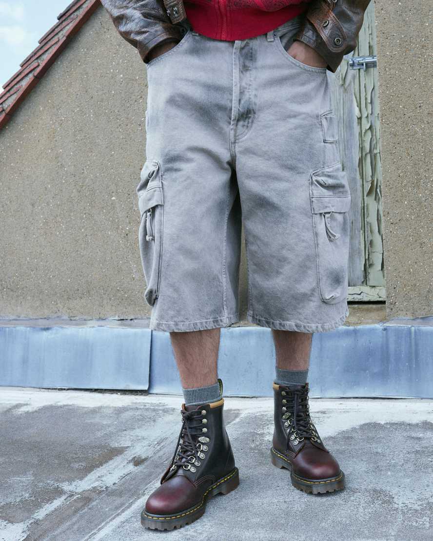 Dr. Martens 1460 Collar Phoenix Leather Lace Up Boots In Blue