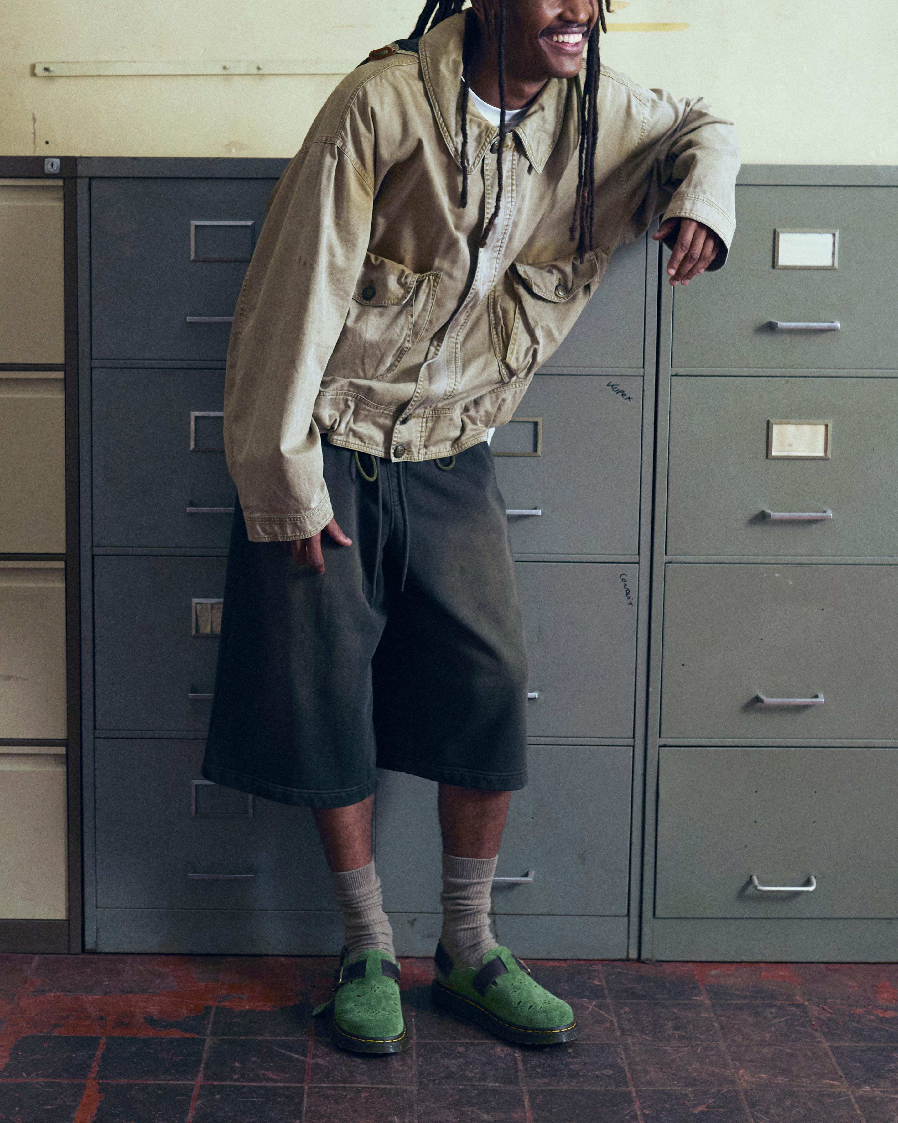 Mules Jorge in pelle & camoscio in Verde+Marrone