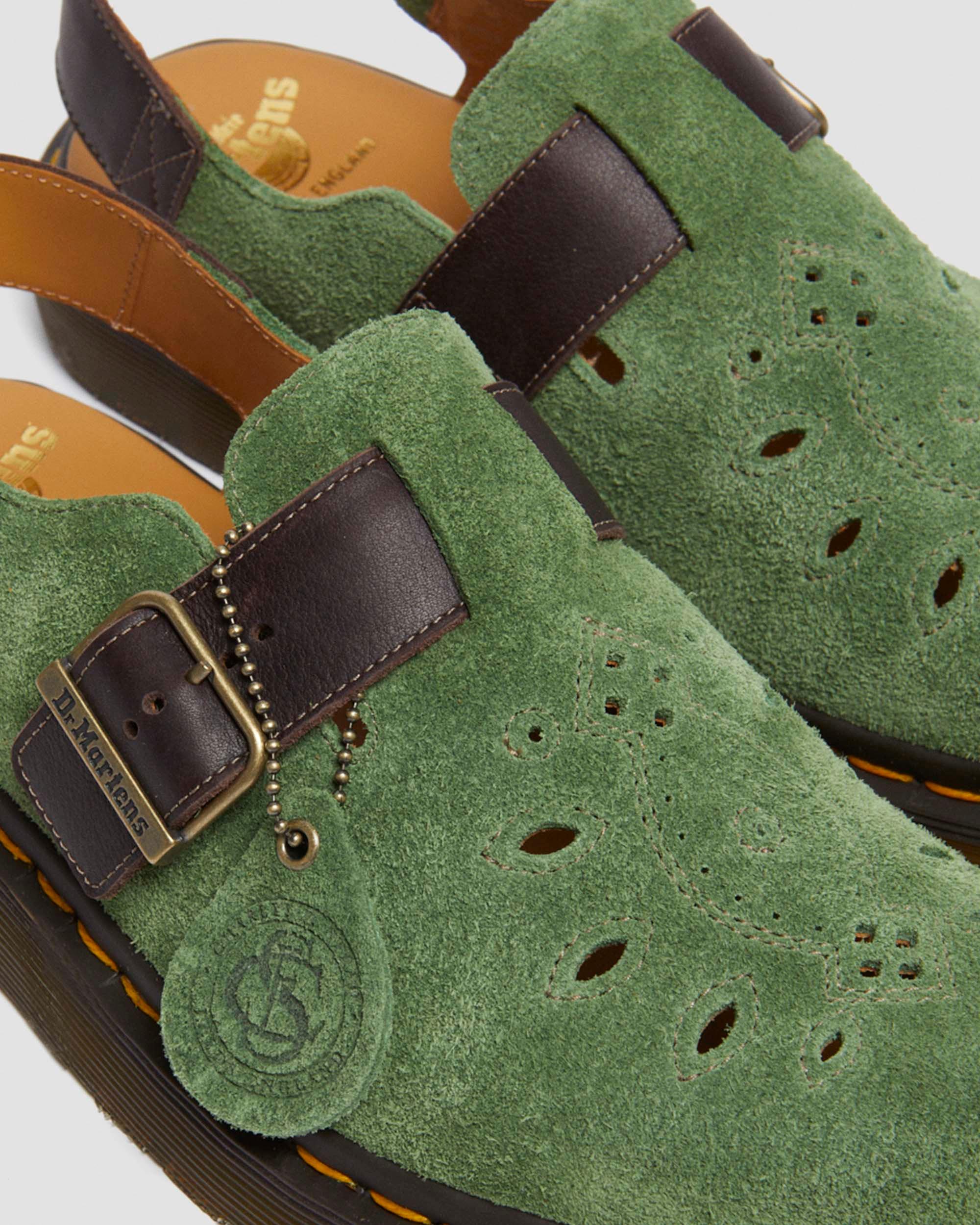 Mules Jorge in pelle & camoscio in Verde+Marrone