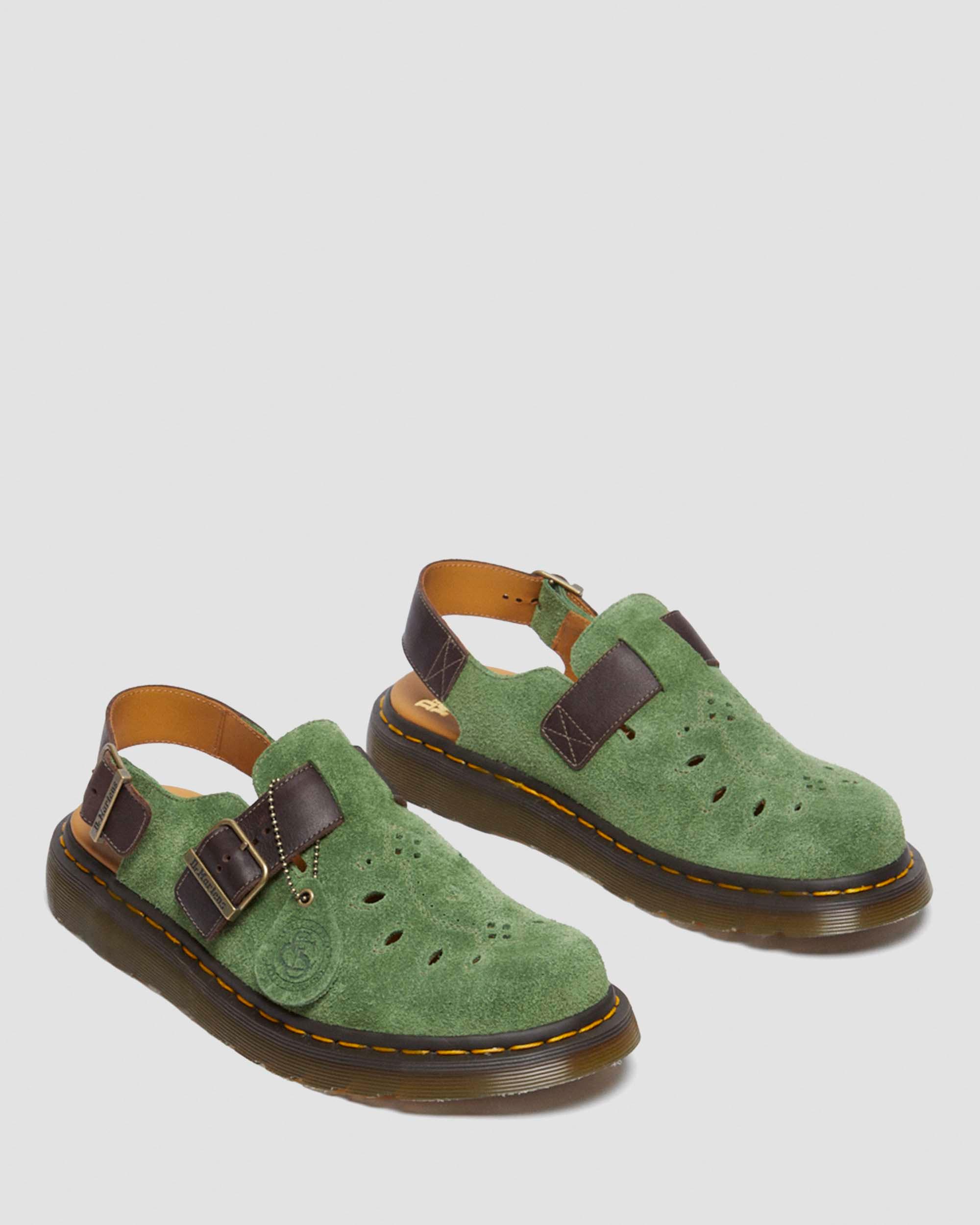 Mules Jorge in pelle & camoscio in Verde+Marrone