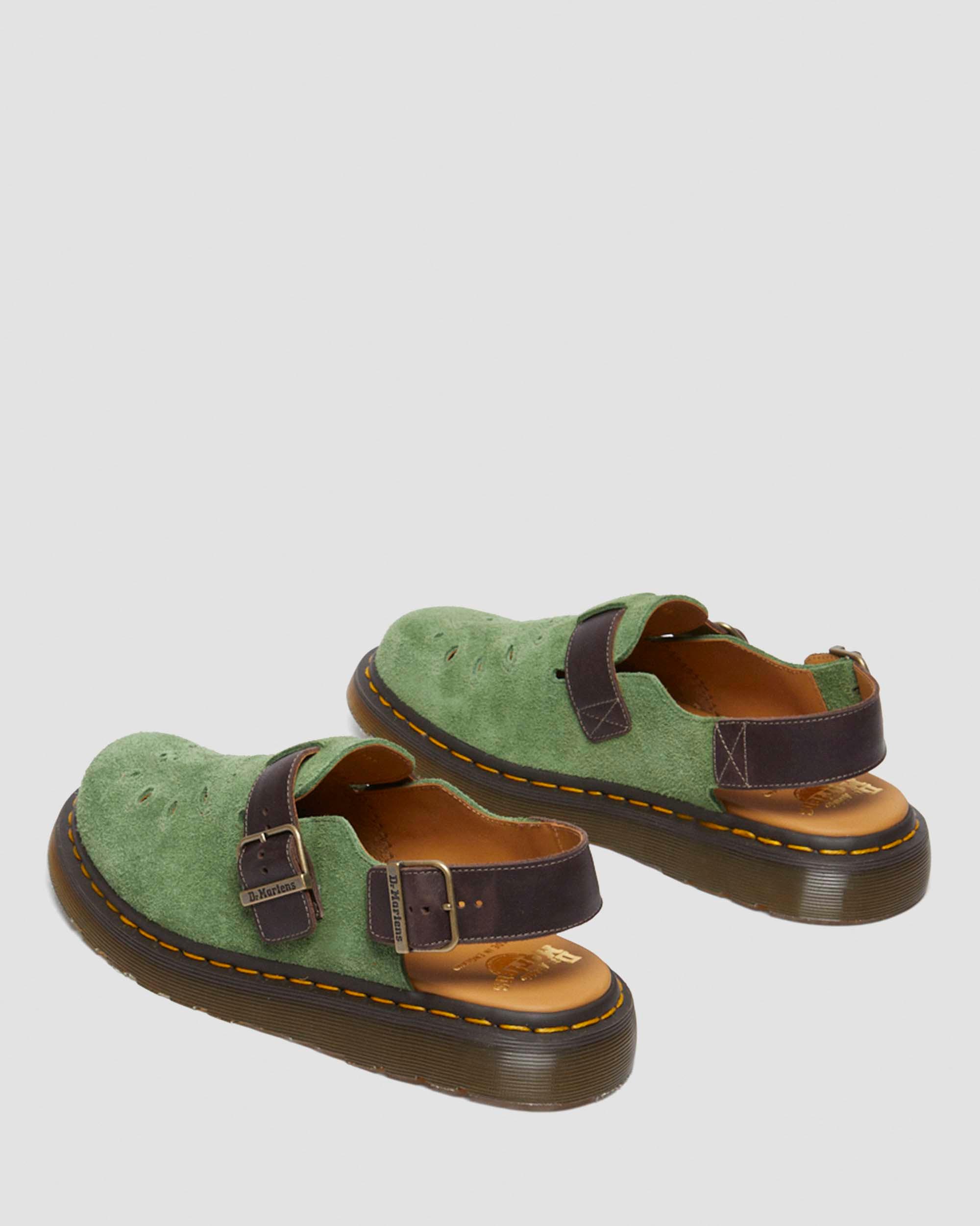 Mules Jorge in pelle & camoscio in Verde+Marrone