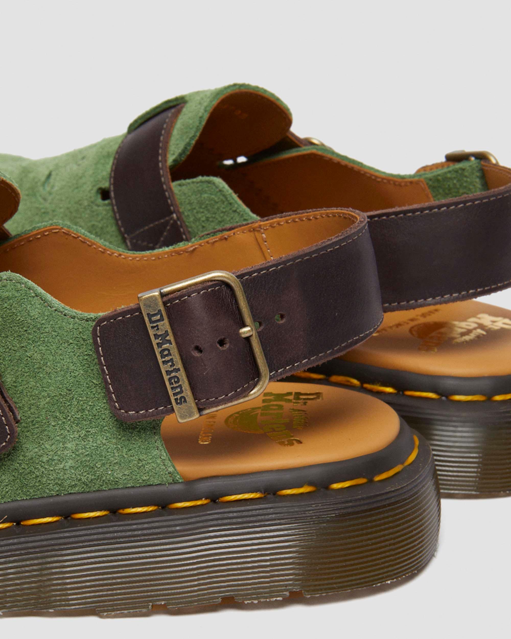Mules Jorge in pelle & camoscio in Verde+Marrone