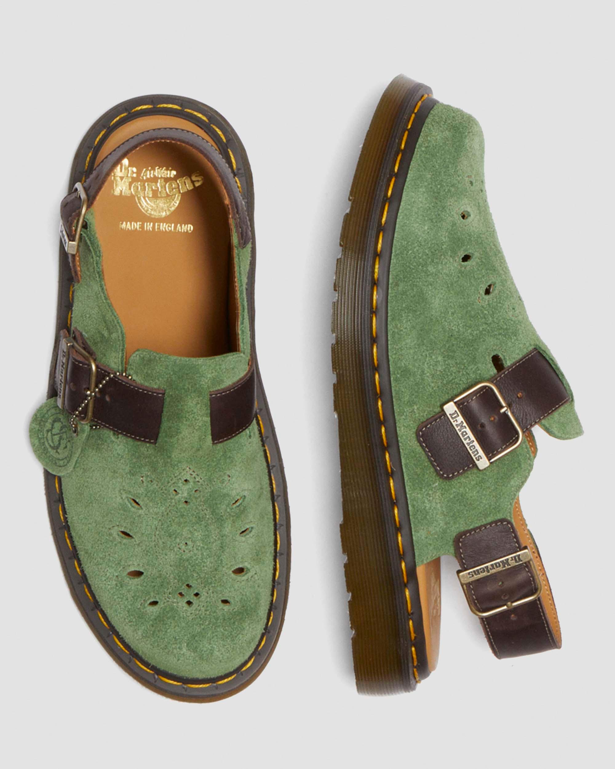 Mules Jorge in pelle & camoscio in Verde+Marrone
