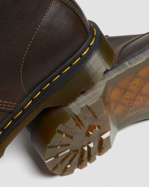 1460 Faux Fur Lined Grizzly Leather Lace Up Boots in Olive 1460 Faux Fur Lined Grizzly Leather Lace Up Boots in Olive