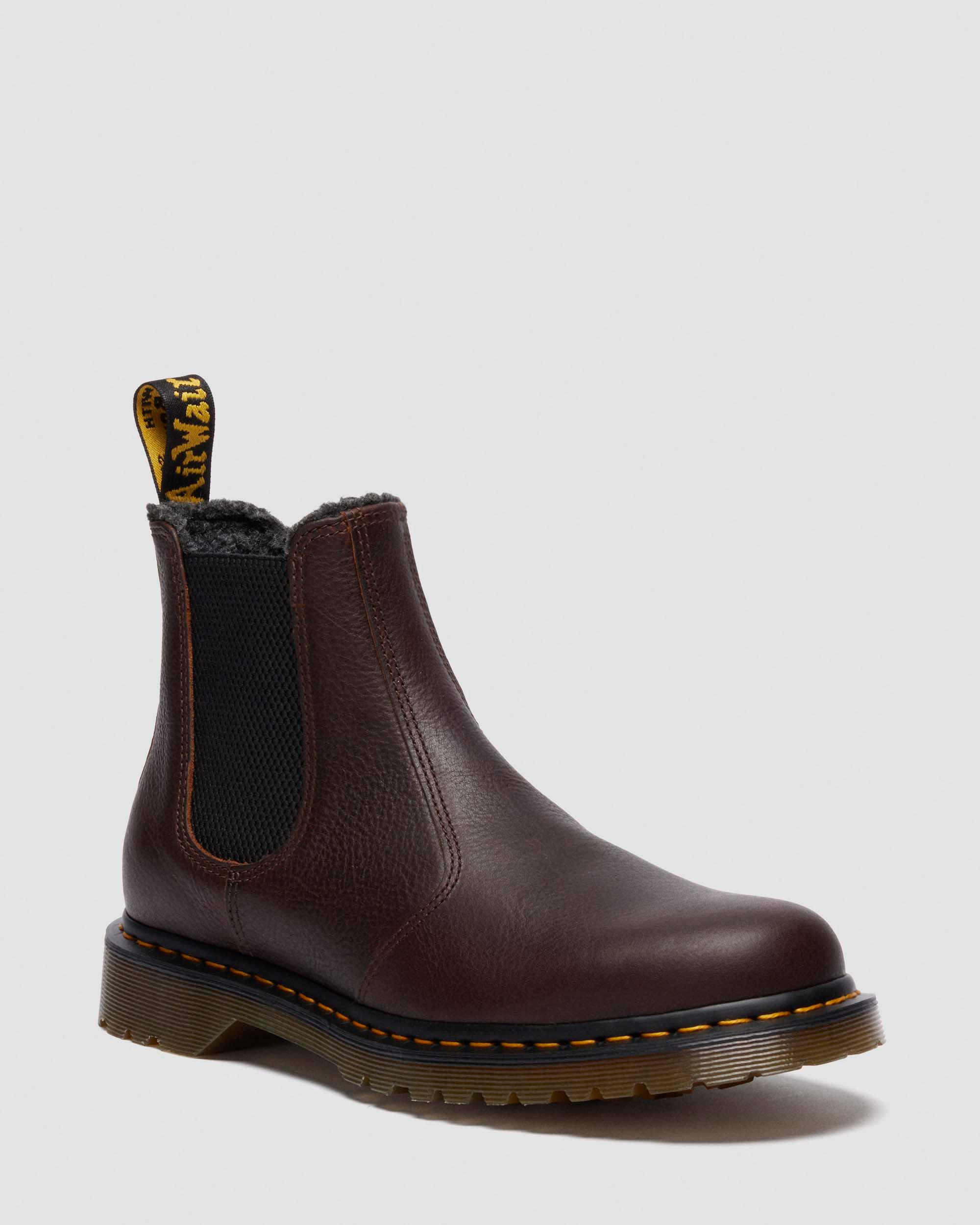 2976 Grizzly Leder Chelsea Boots mit Kunstfellfutter in Dunkelbraun